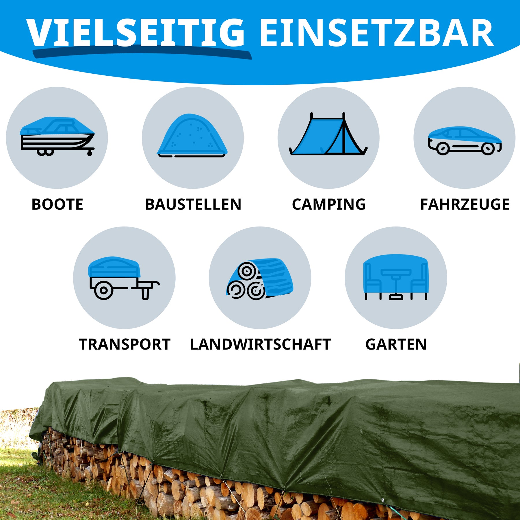Tarpaulin | Extrêmement résistant à la déchirure | 240 g/m² | Nombreuses variantes
