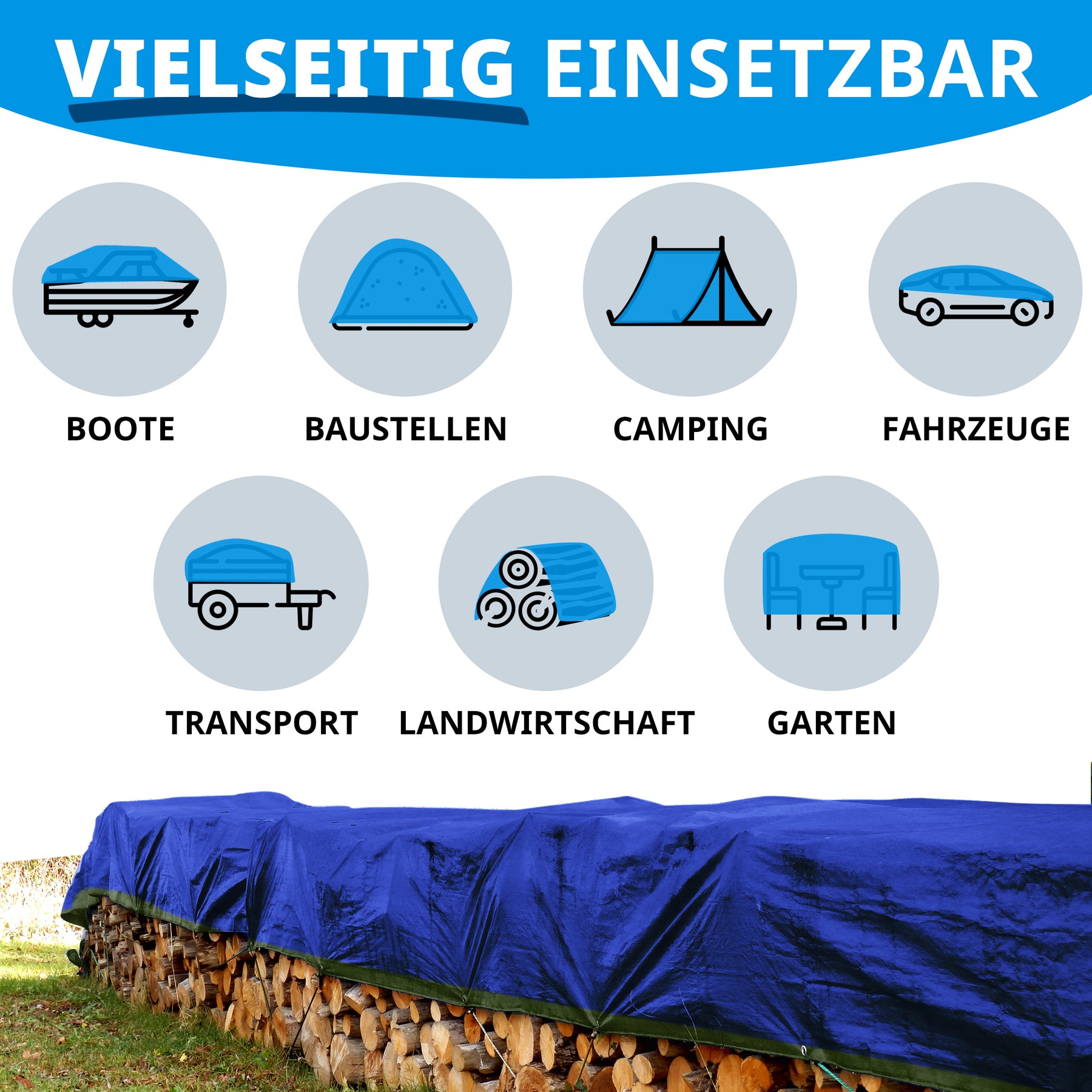 Tarpaulin | Extrêmement résistant à la déchirure | 240 g/m² | Nombreuses variantes