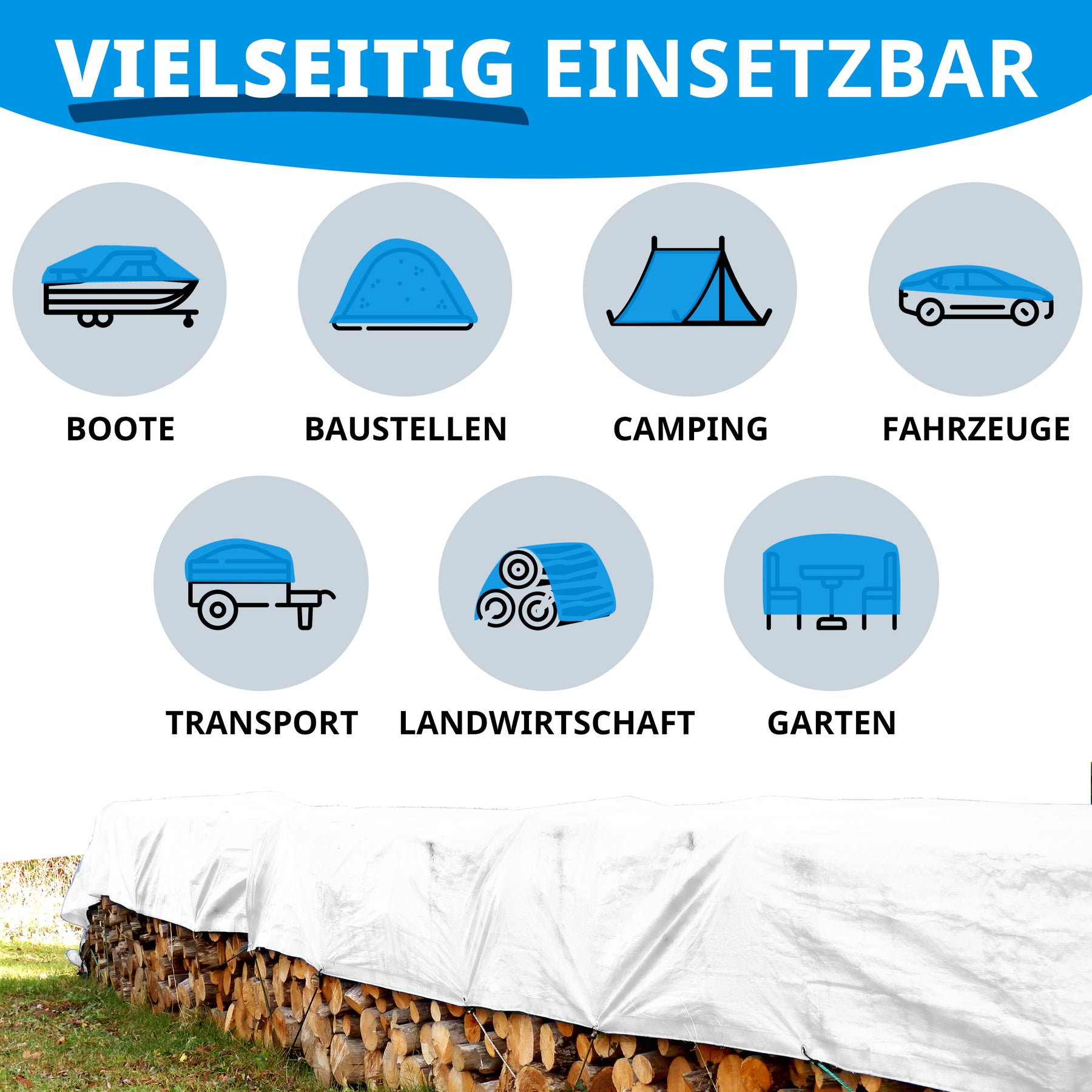 Tarpaulin | Extrêmement résistant à la déchirure | 240 g/m² | Nombreuses variantes
