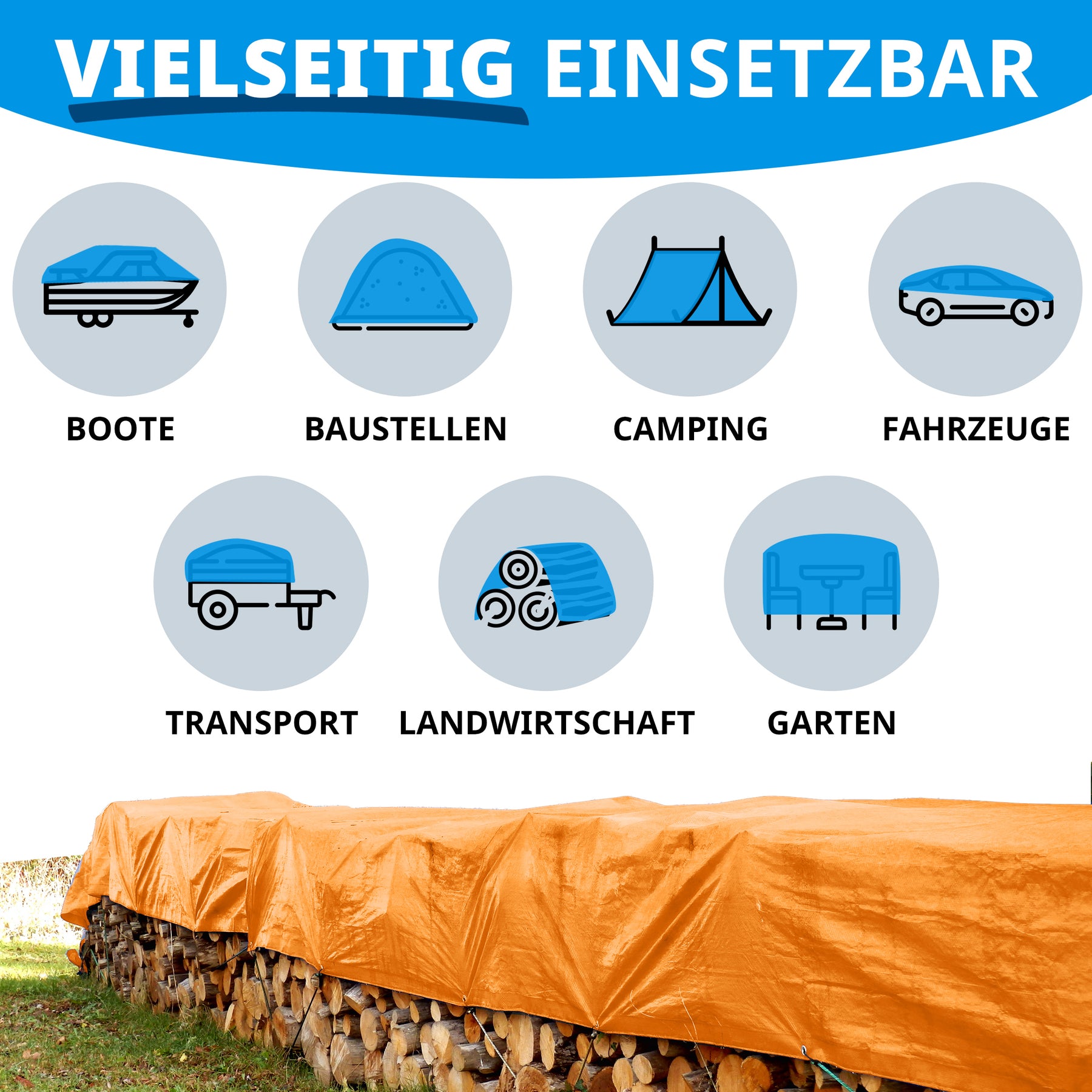 Tarpaulin | Extrêmement résistant à la déchirure | 240 g/m² | Nombreuses variantes