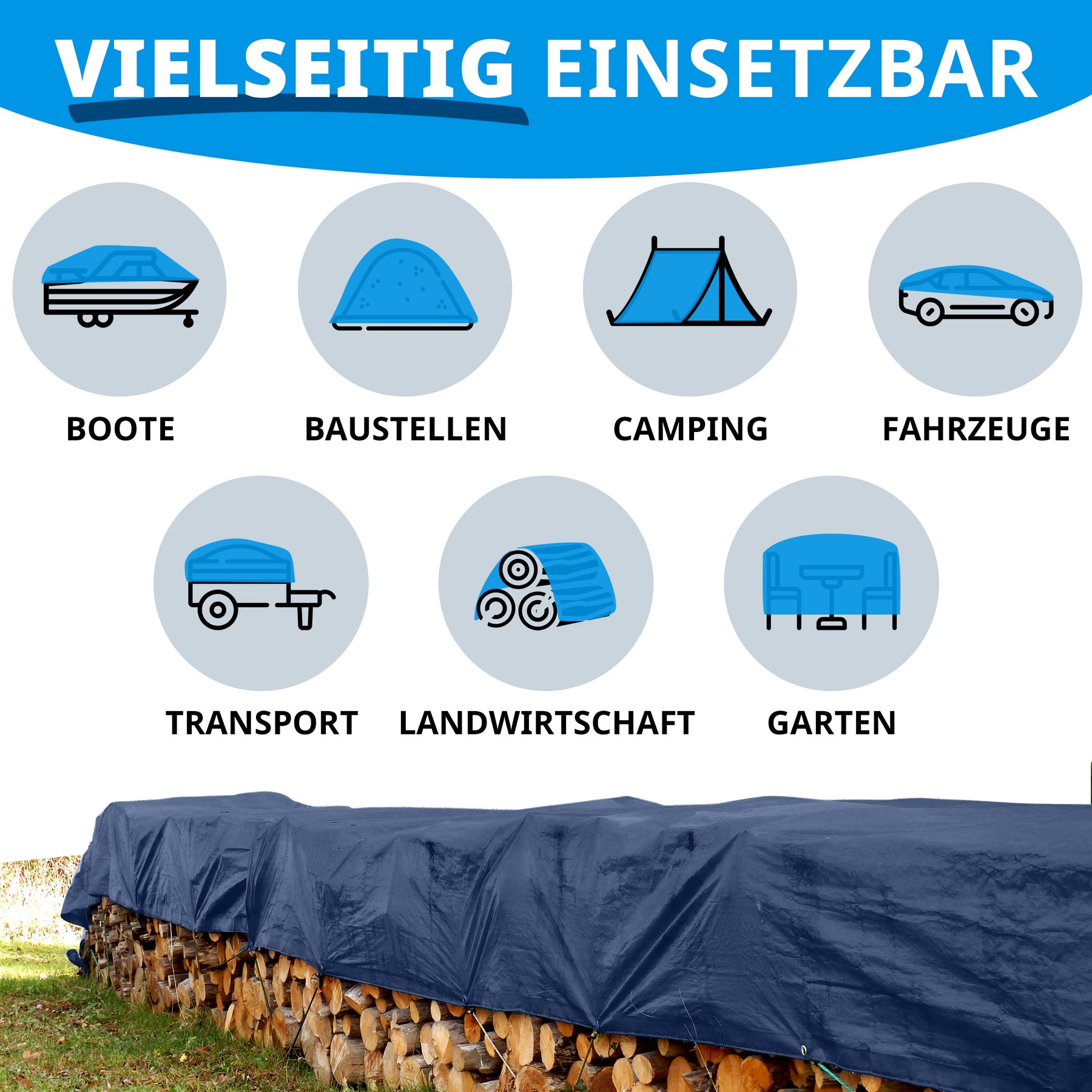 Tarpaulin | Extrêmement résistant à la déchirure | 240 g/m² | Nombreuses variantes
