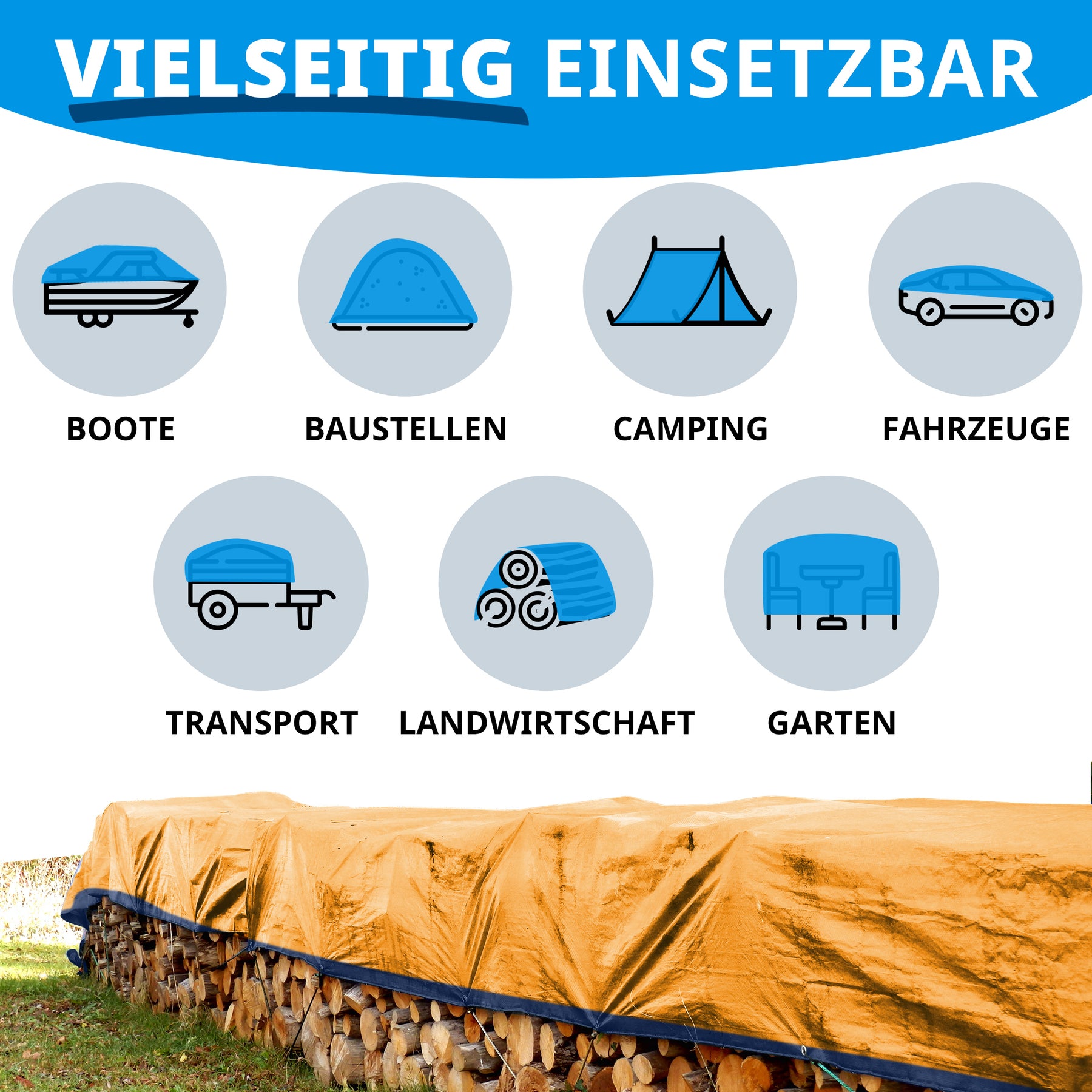 Tarpaulin | Extrêmement résistant à la déchirure | 240 g/m² | Nombreuses variantes