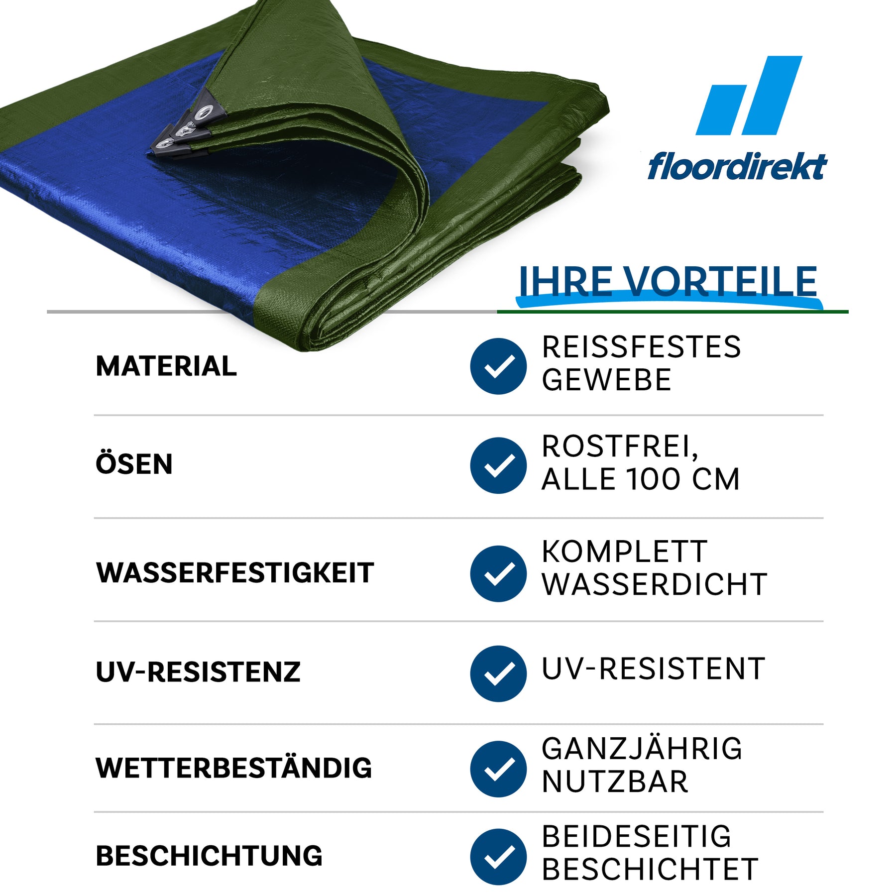 Tarpaulin | Extrêmement résistant à la déchirure | 240 g/m² | Nombreuses variantes