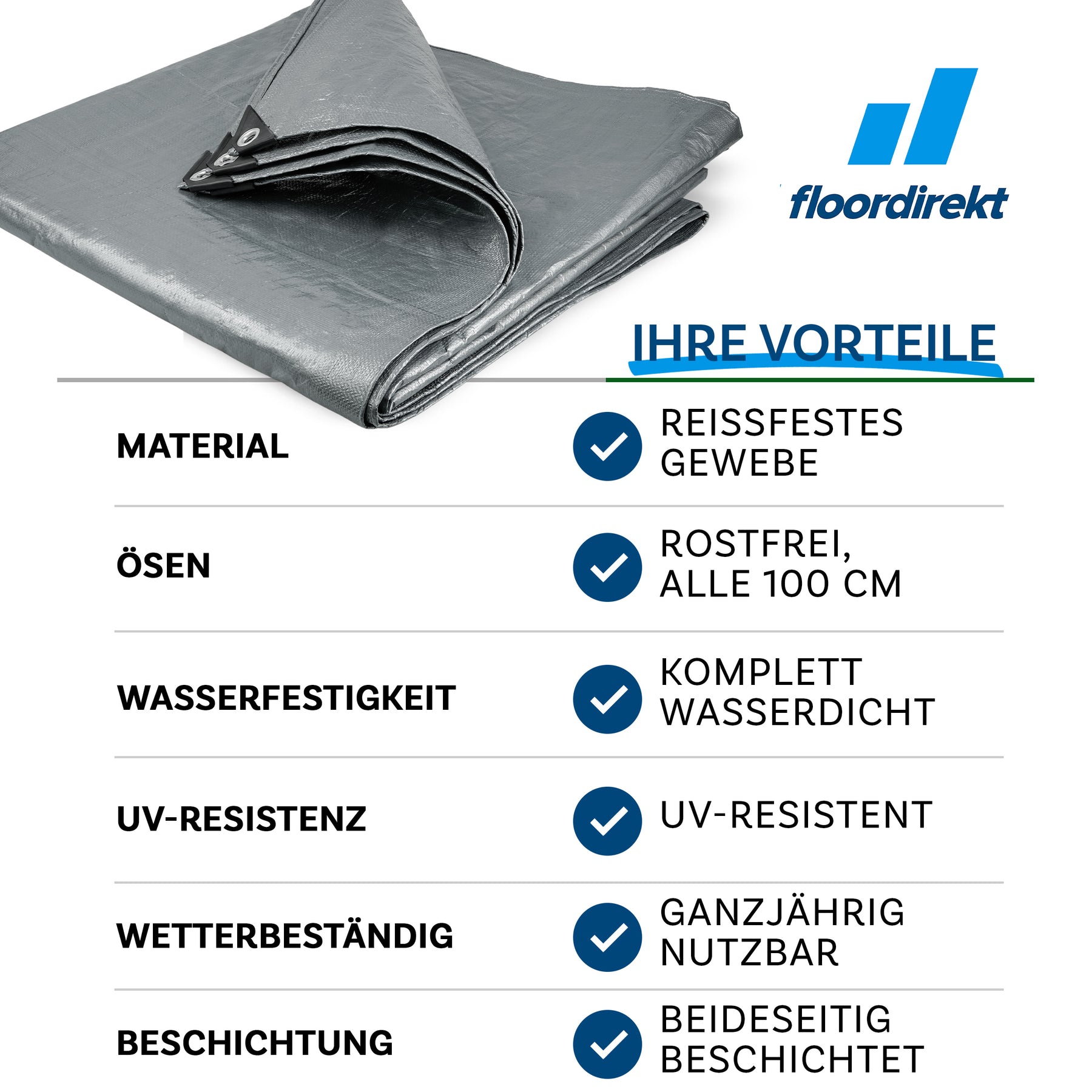 Tarpaulin | Extrêmement résistant à la déchirure | 240 g/m² | Nombreuses variantes