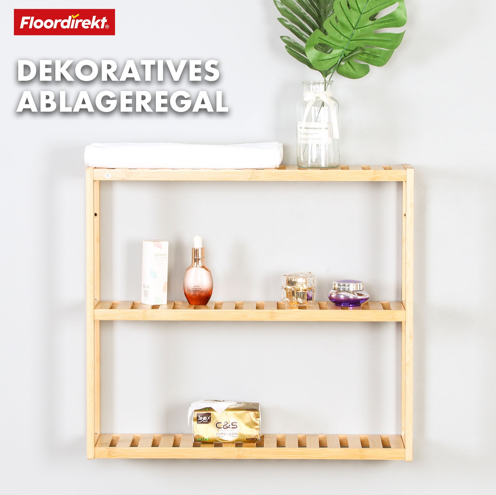 Étagère murale en bambou | Wyoming | Étagère flottante polyvalente et élégante | Solution de rangement élégante pour toutes les pièces de votre maison