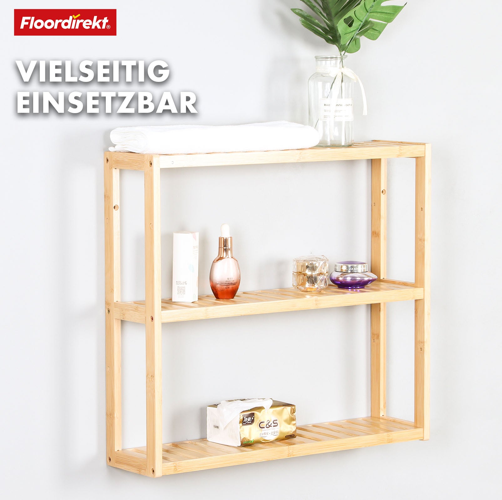 Étagère murale en bambou | Wyoming | Étagère flottante polyvalente et élégante | Solution de rangement élégante pour toutes les pièces de votre maison