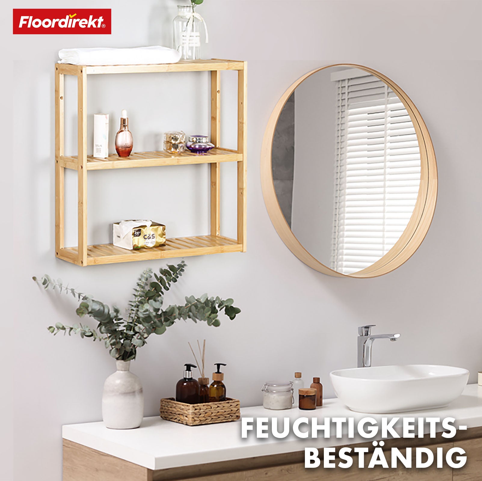 Étagère murale en bambou | Wyoming | Étagère flottante polyvalente et élégante | Solution de rangement élégante pour toutes les pièces de votre maison