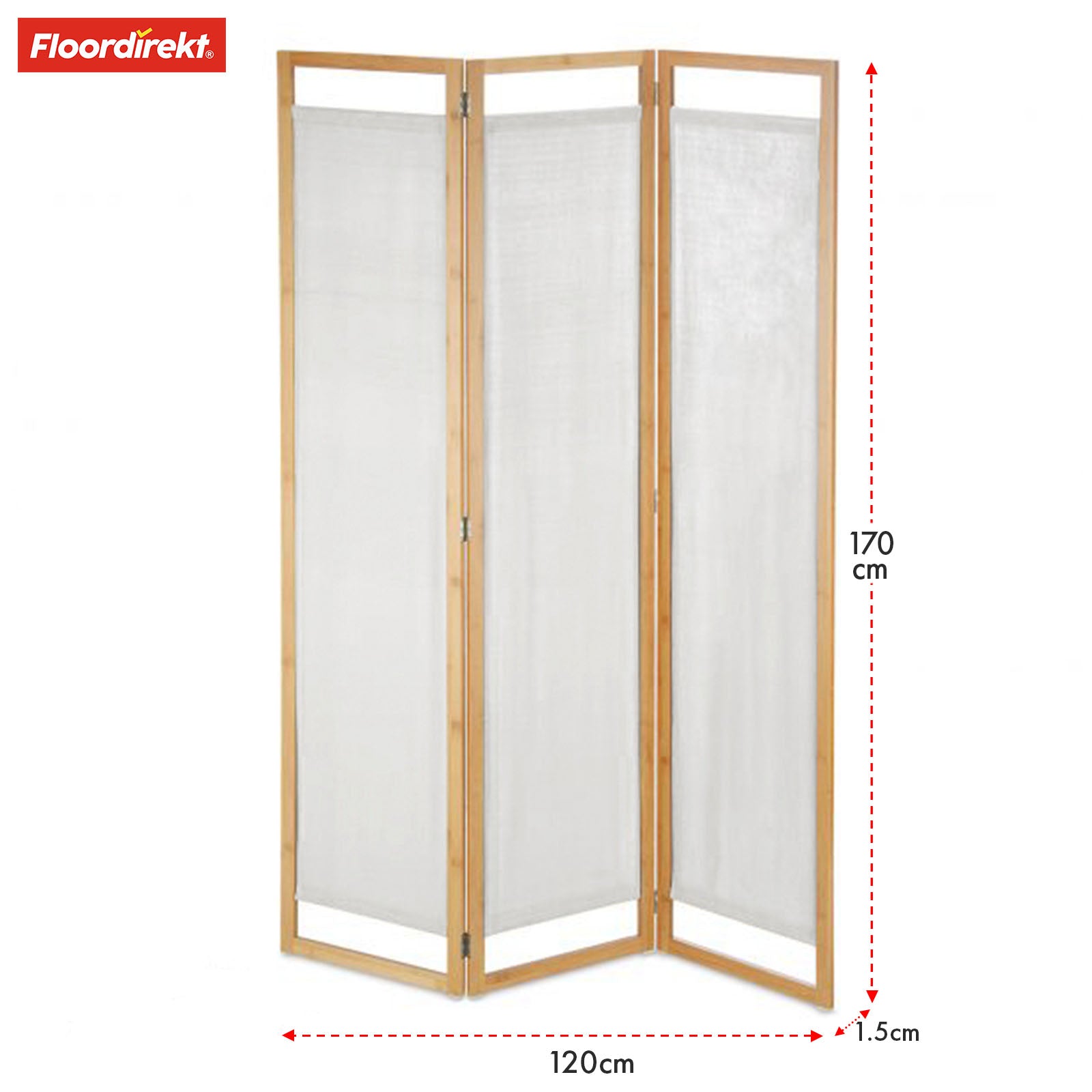 Titel FR Cloison en bambou | Tennessee | Séparation de pièce flexible en 3 parties, en bambou et en tissu