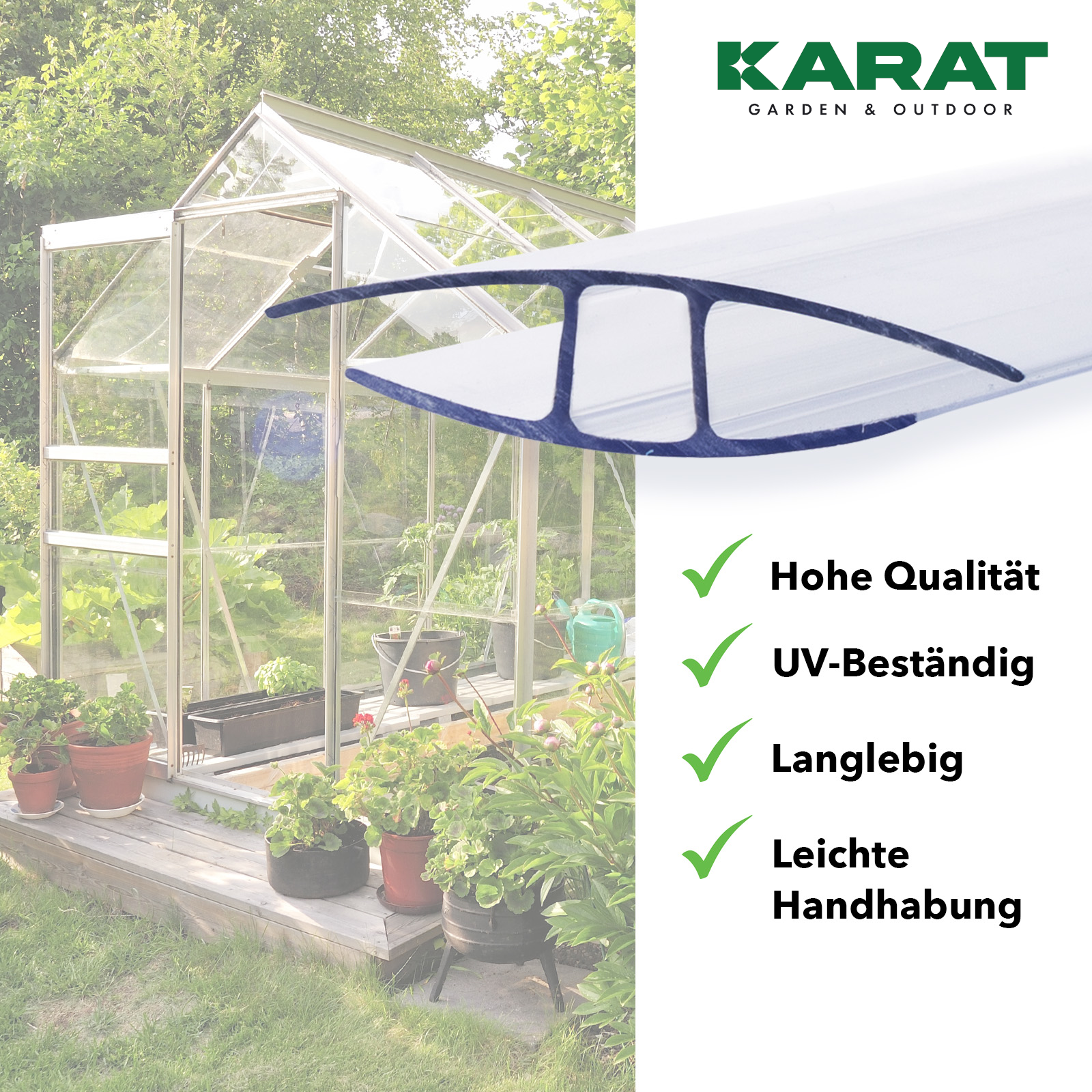 Connecteur pour plaques alvéolaires doubles | Profilé en H | 121 cm de longueur