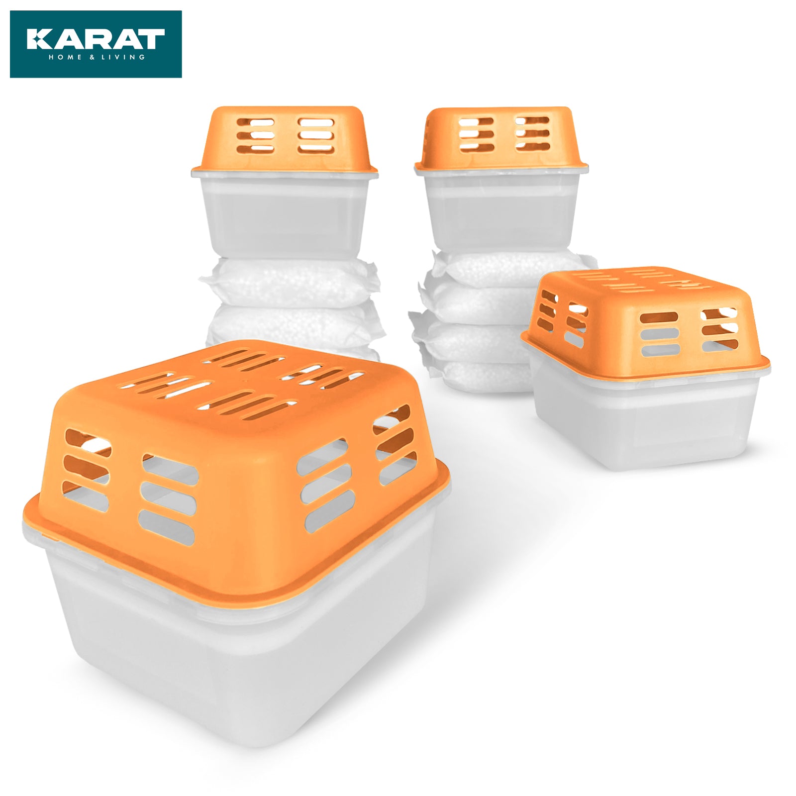 SET de 4 déshumidificateurs | Déshumidificateur en 6 couleurs et 2 designs | Rechargeable & réutilisable