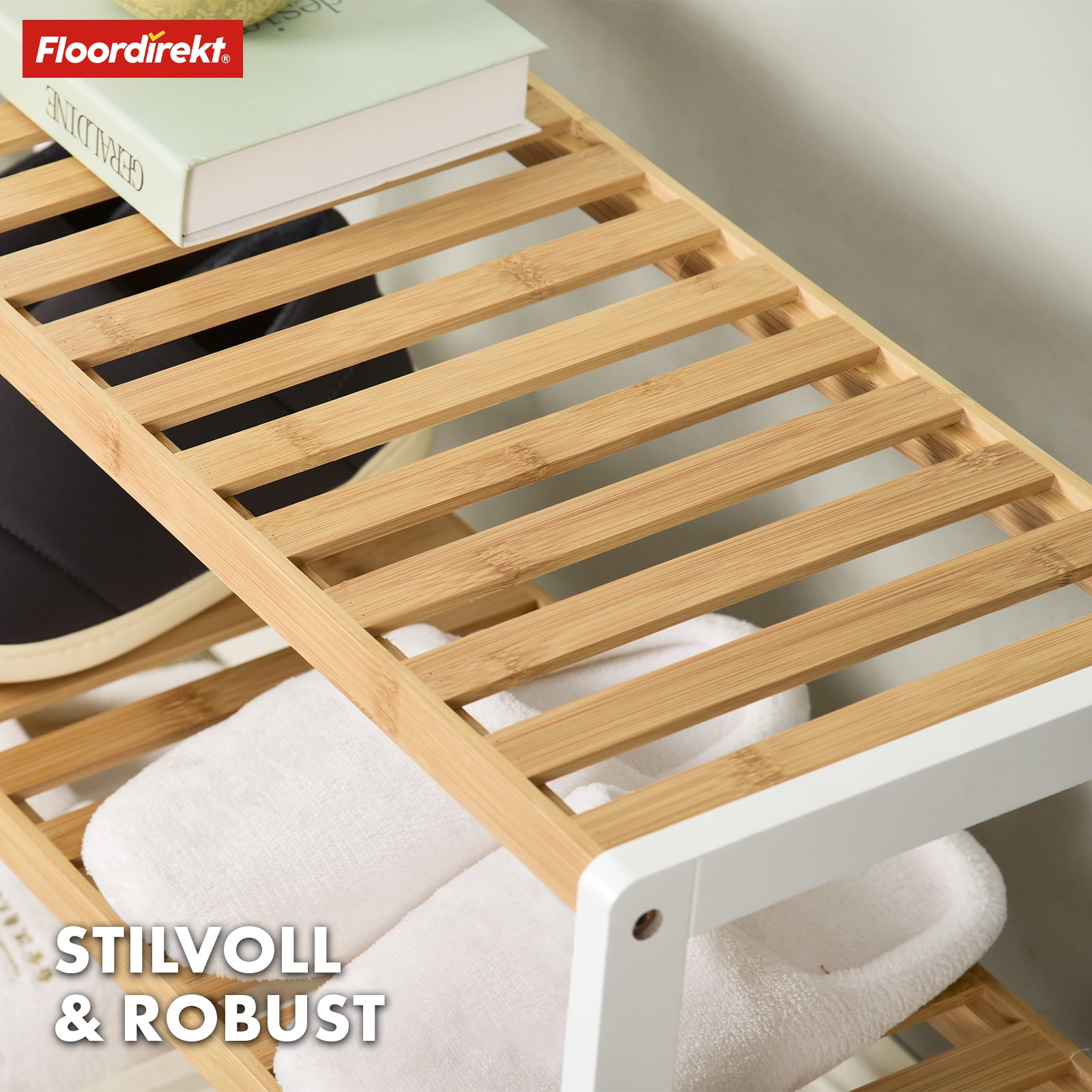 Étagère à chaussures en bambou | Michigan | Étagère élégante et peu encombrante avec 3 étagères