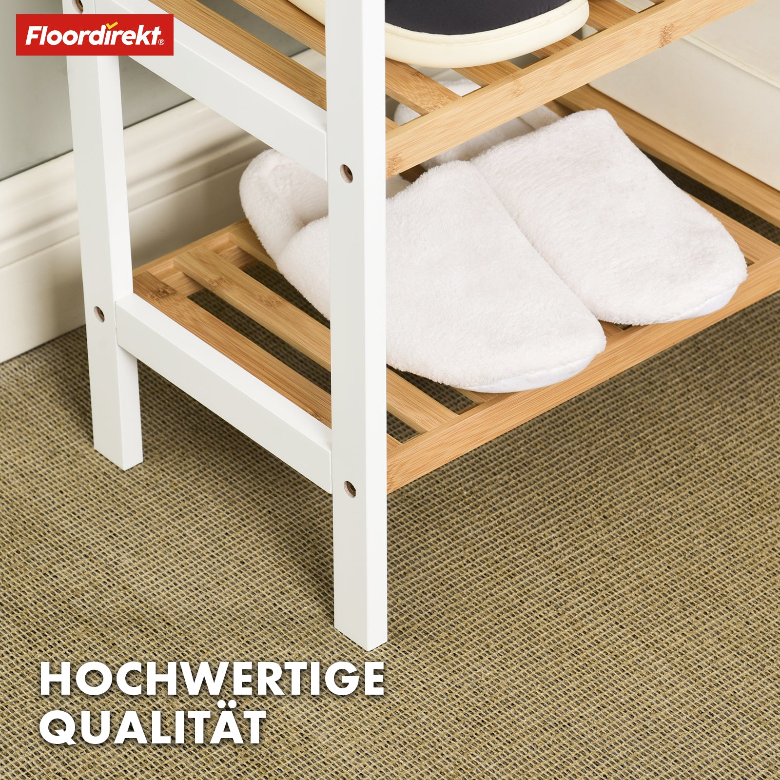 Étagère à chaussures en bambou | Michigan | Étagère élégante et peu encombrante avec 3 étagères