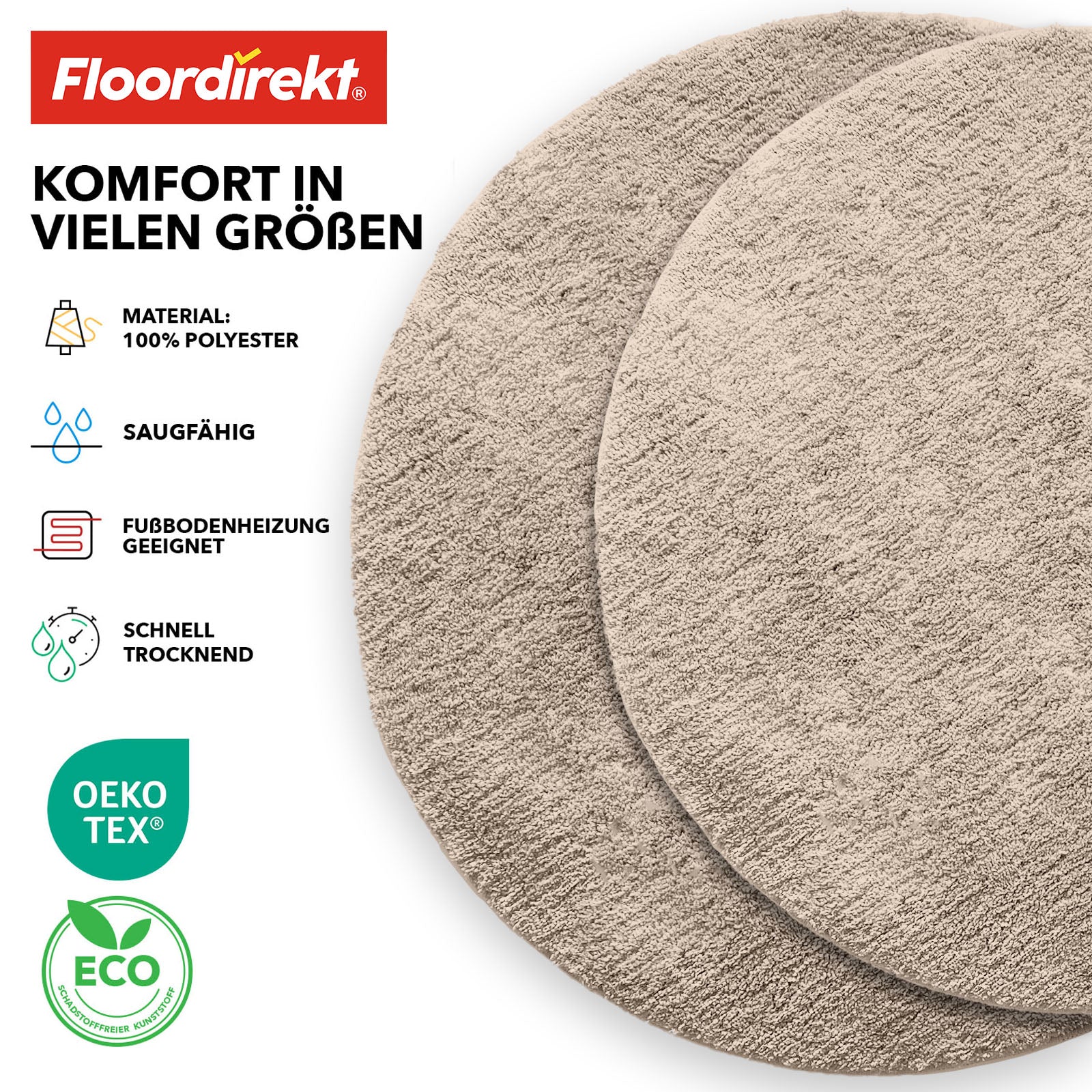Tapis de bain | Sky | Tapis de bain rond | Confort dense et moelleux pour votre maison