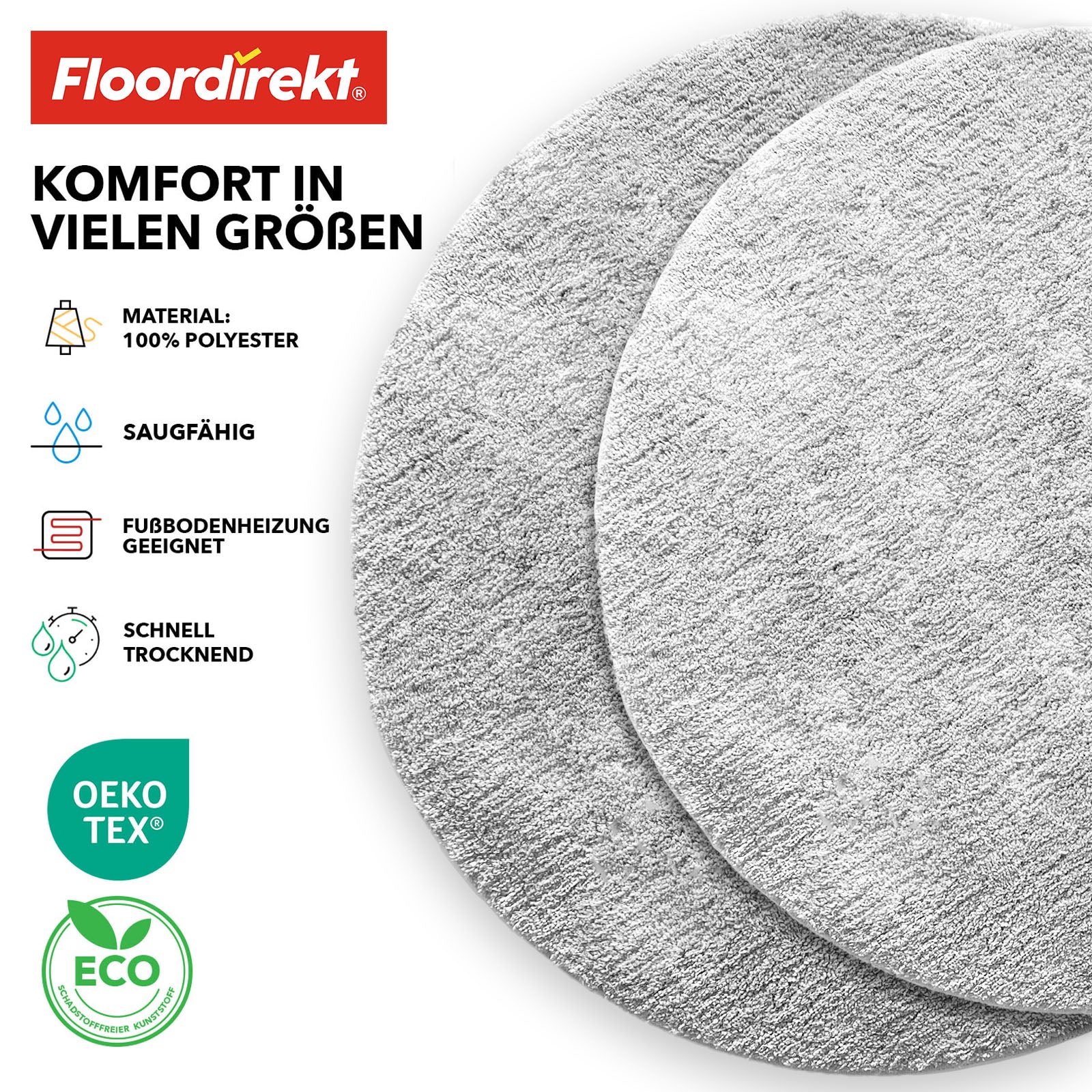 Tapis de bain | Sky | Tapis de bain rond | Confort dense et moelleux pour votre maison