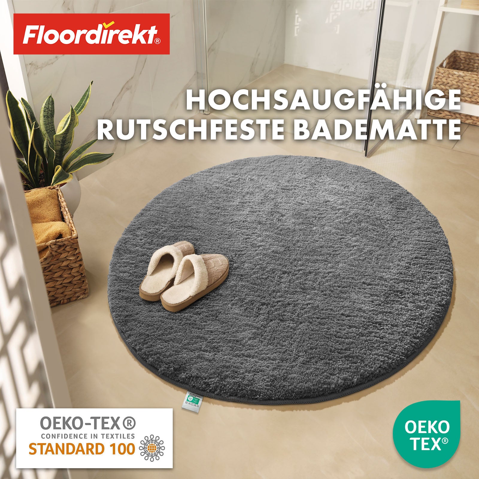 Tapis de bain | Sky | Tapis de bain rond | Confort dense et moelleux pour votre maison