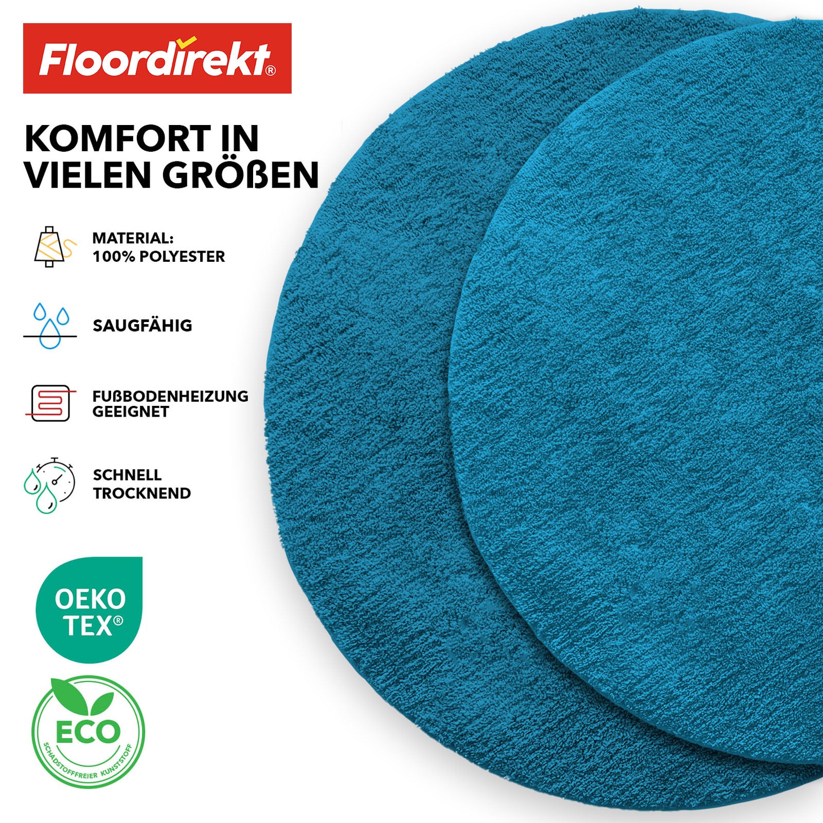 Tapis de bain | Sky | Tapis de bain rond | Confort dense et moelleux pour votre maison
