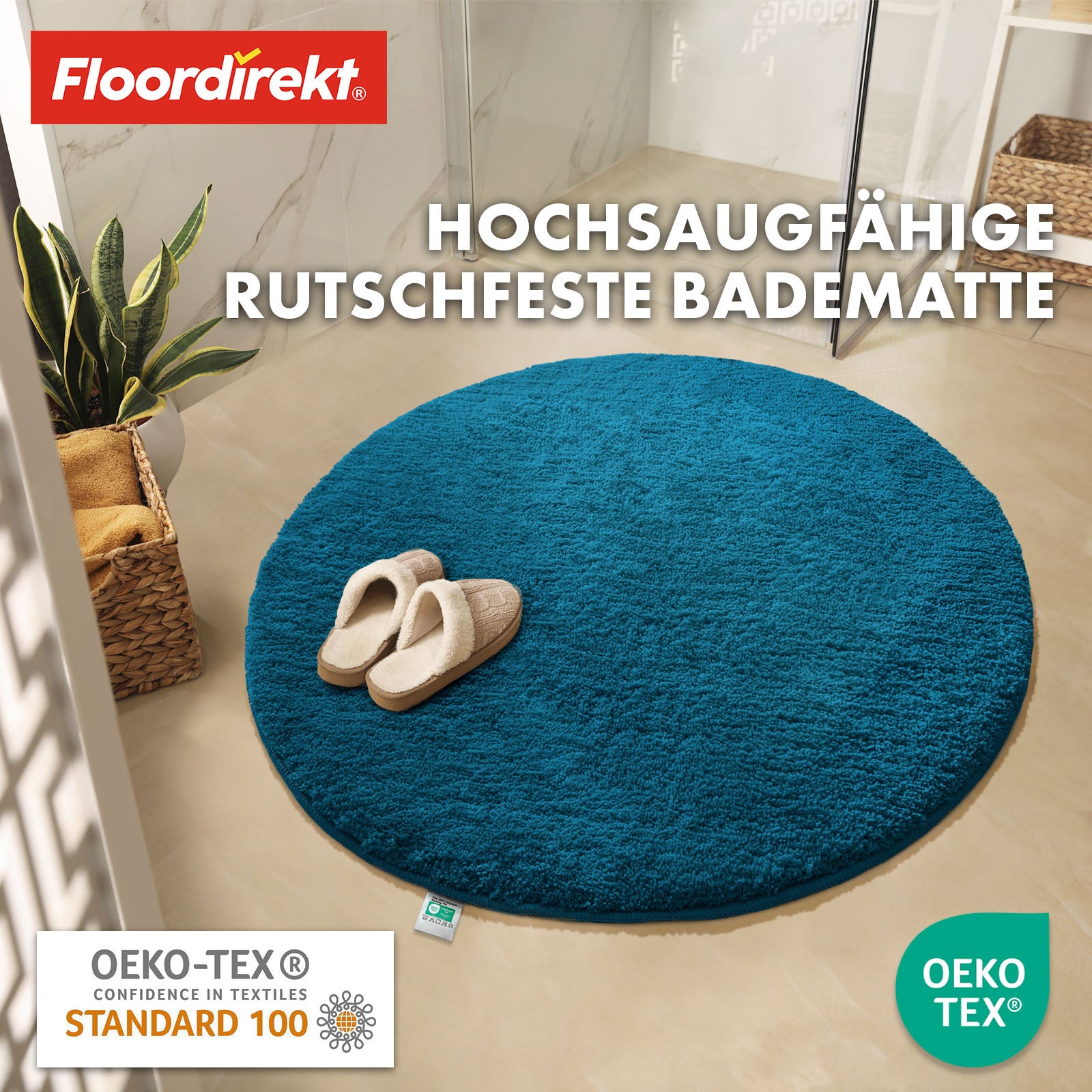 Tapis de bain | Sky | Tapis de bain rond | Confort dense et moelleux pour votre maison