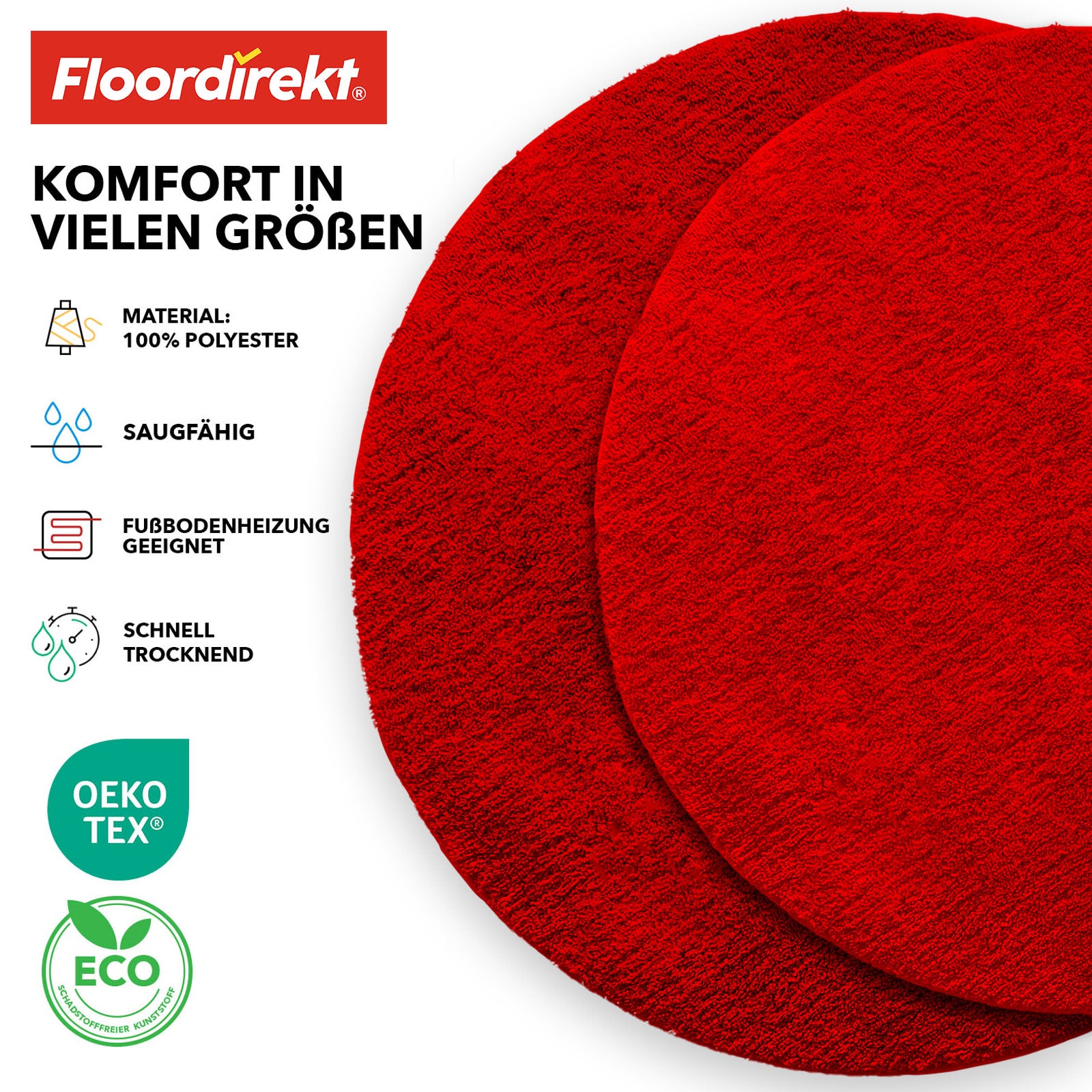 Tapis de bain | Sky | Tapis de bain rond | Confort dense et moelleux pour votre maison