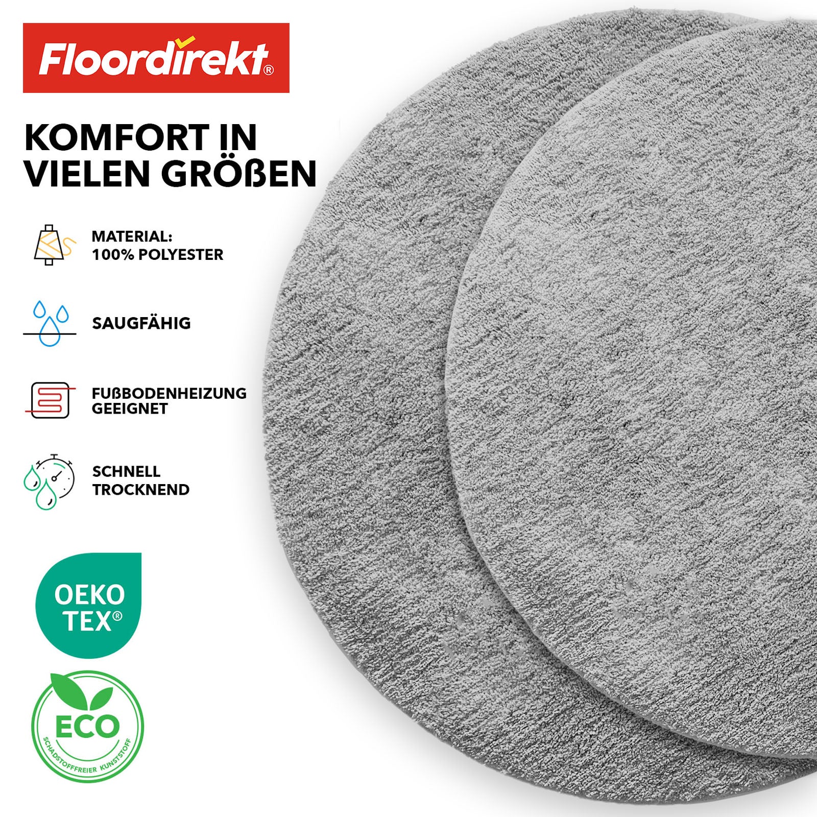 Tapis de bain | Sky | Tapis de bain rond | Confort dense et moelleux pour votre maison