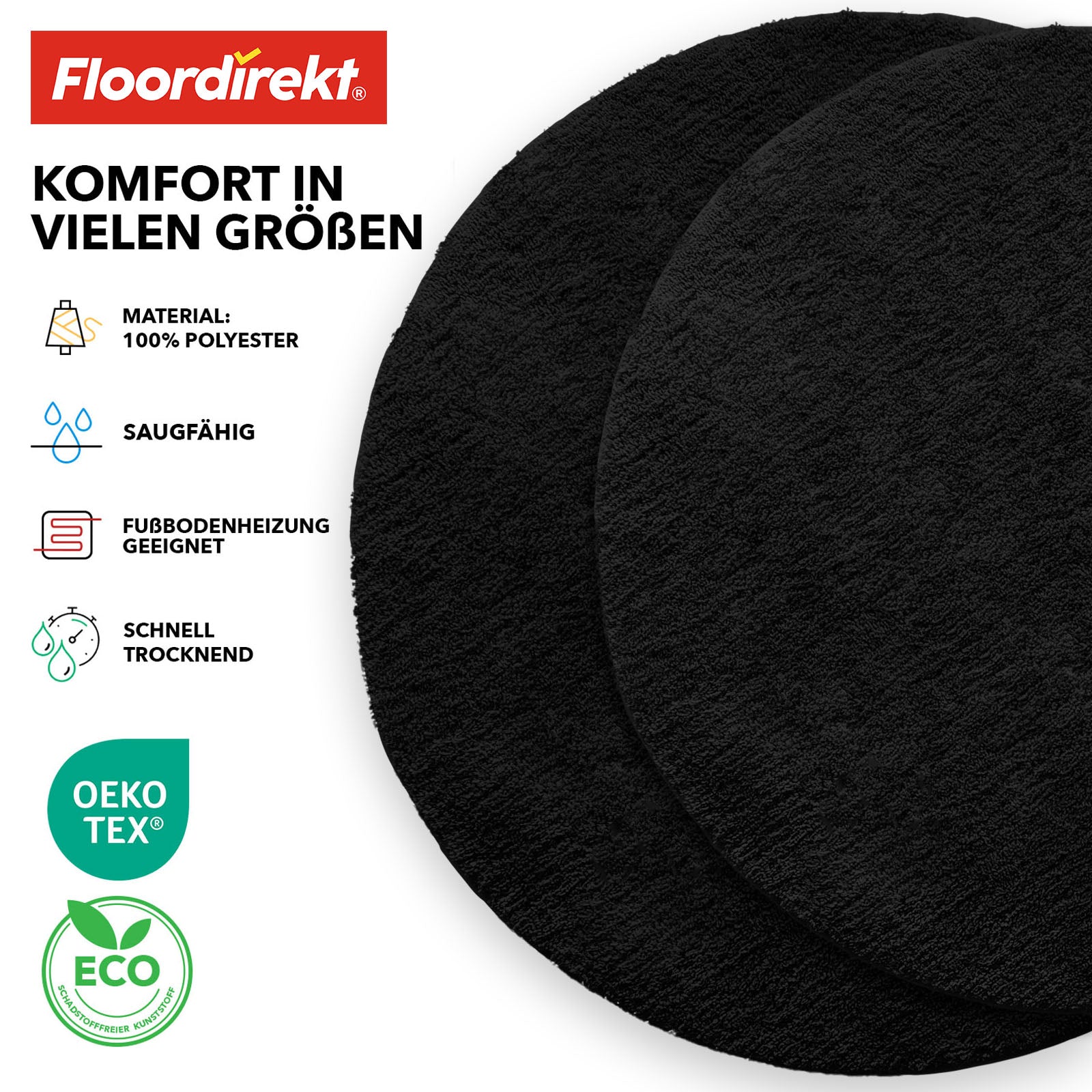 Tapis de bain | Sky | Tapis de bain rond | Confort dense et moelleux pour votre maison