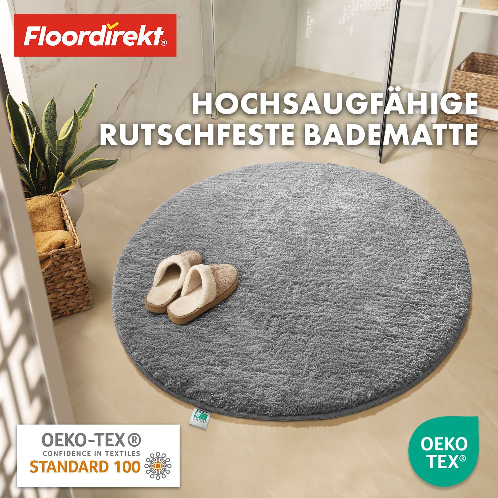 Tapis de bain | Sky | Tapis de bain rond | Confort dense et moelleux pour votre maison