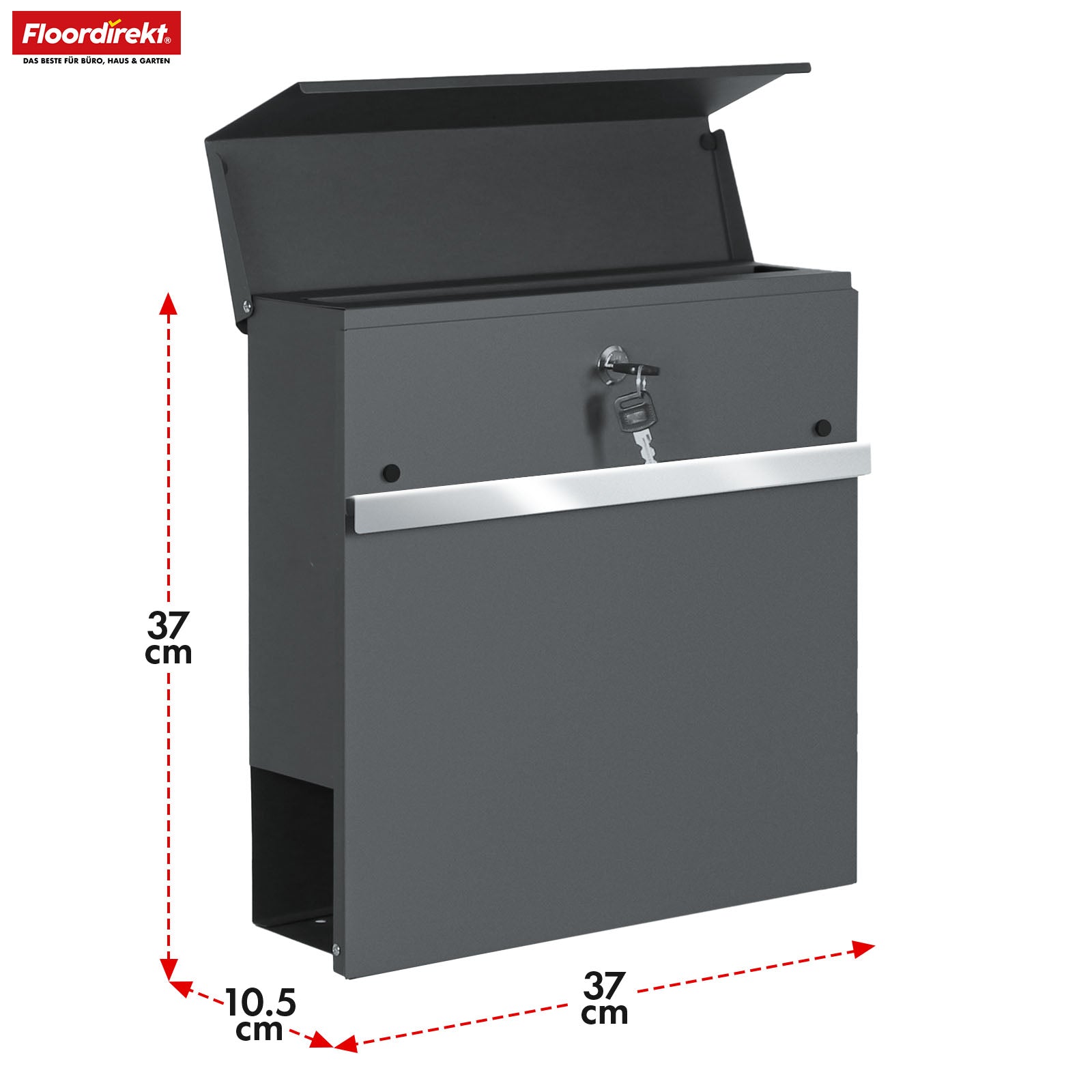 Boîte aux lettres | Gaston | Boîte aux lettres murale moderne avec compartiment pour les journaux & porte-nom en acier inoxydable, anthracite
