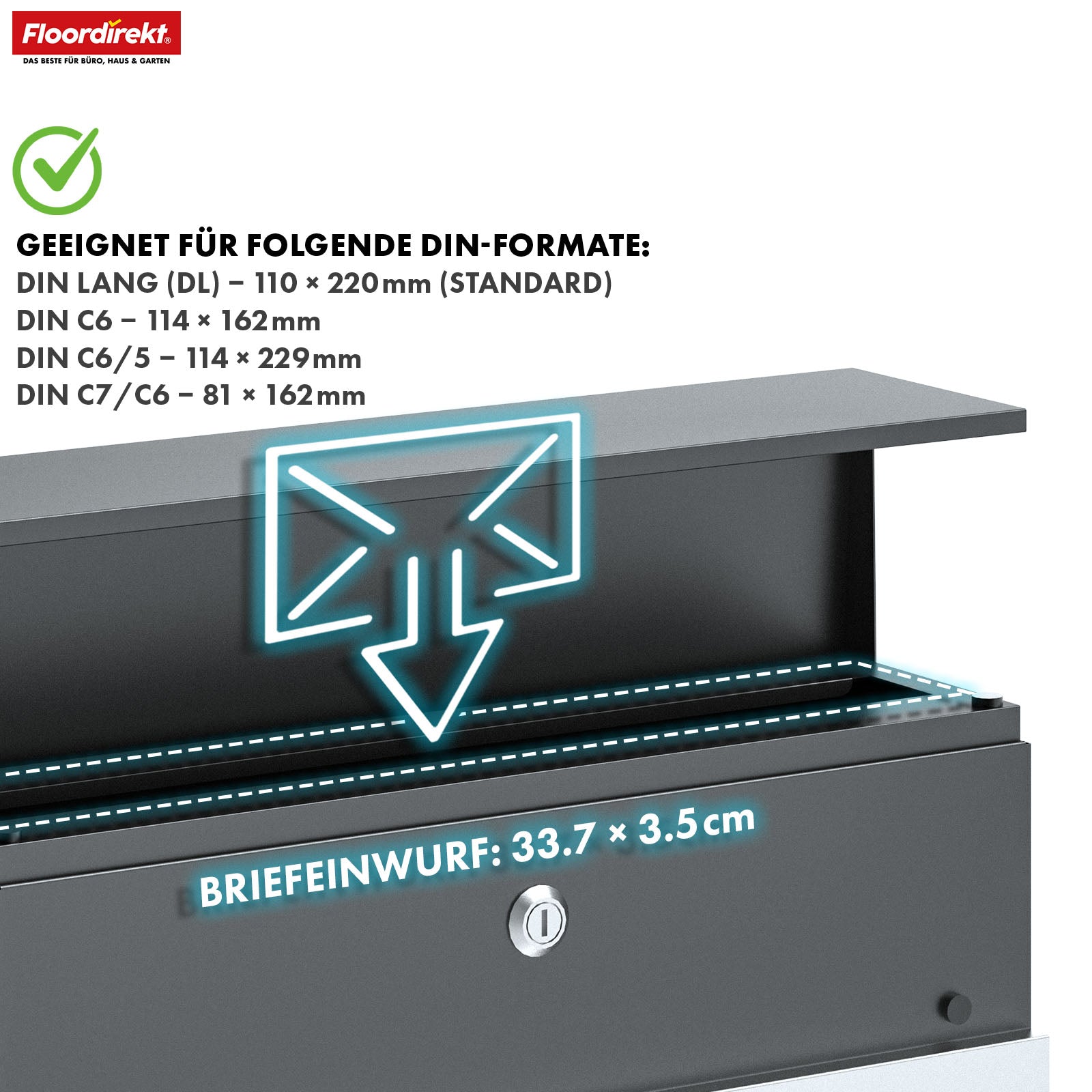 Boîte aux lettres | Gaston | Boîte aux lettres murale moderne avec compartiment pour les journaux & porte-nom en acier inoxydable, anthracite