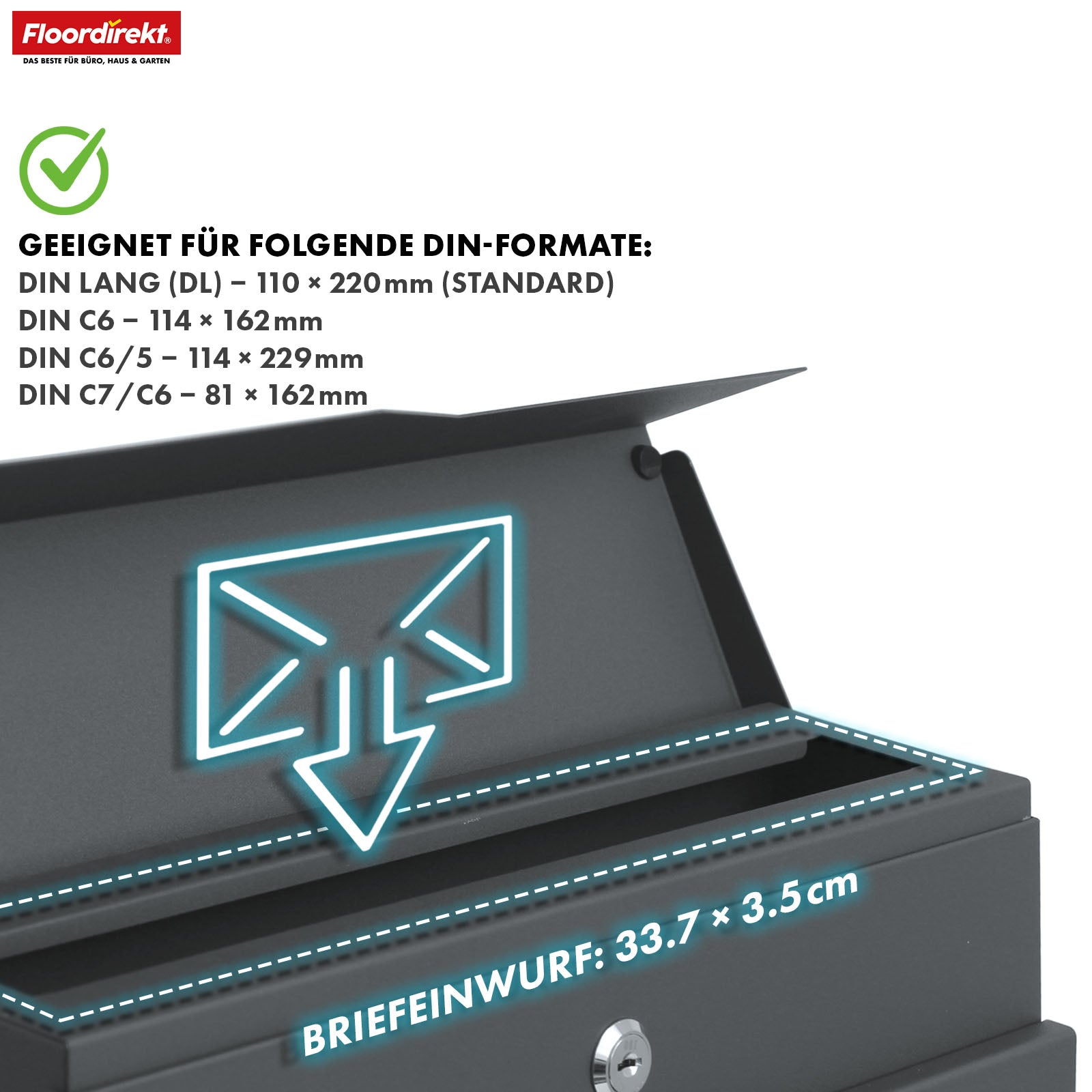 Boîte aux lettres | Jean | Boîte aux lettres robuste en acier avec compartiment pour les journaux et grand clapet d'introduction