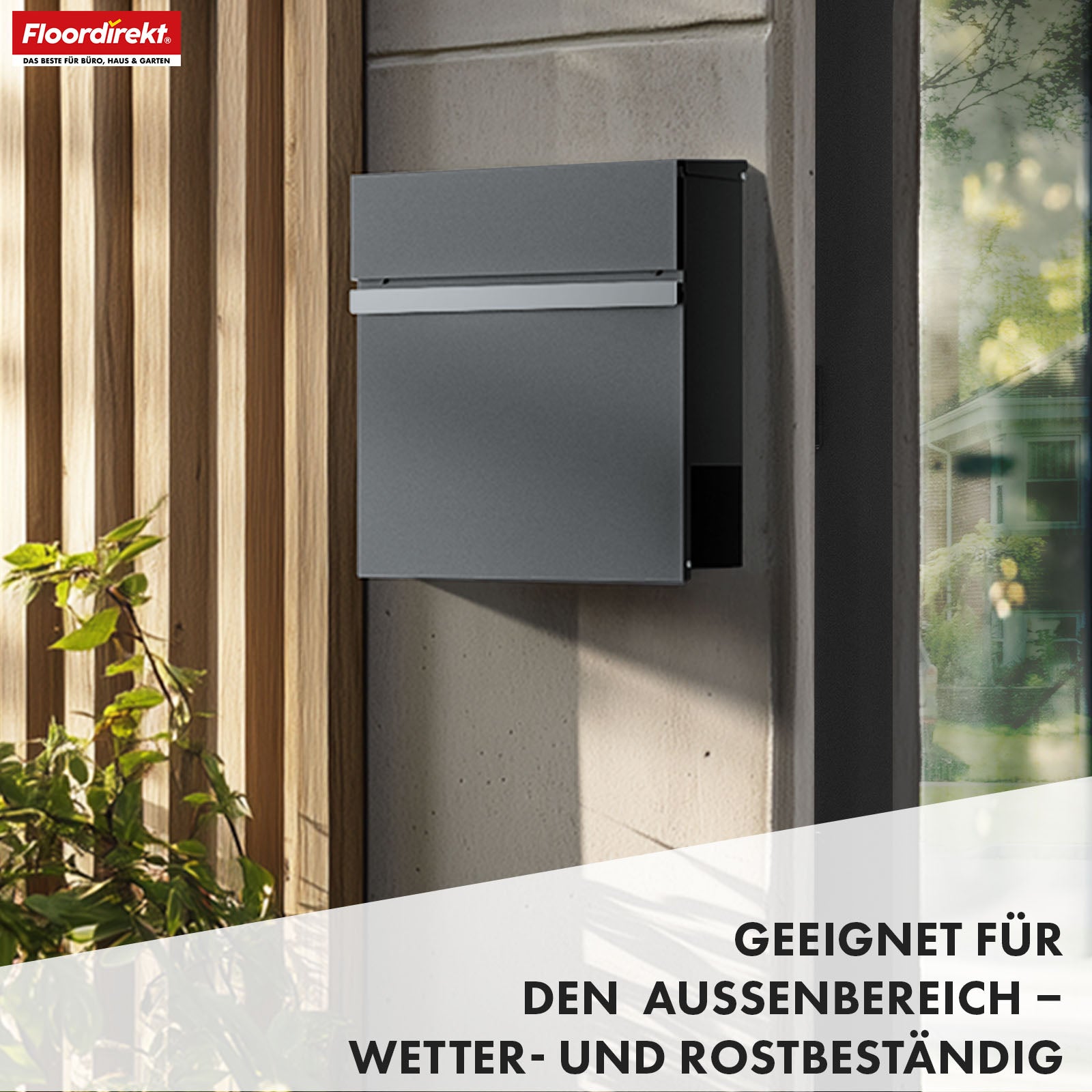 Boîte aux lettres | Gaston | Boîte aux lettres murale moderne avec compartiment pour les journaux & porte-nom en acier inoxydable, anthracite