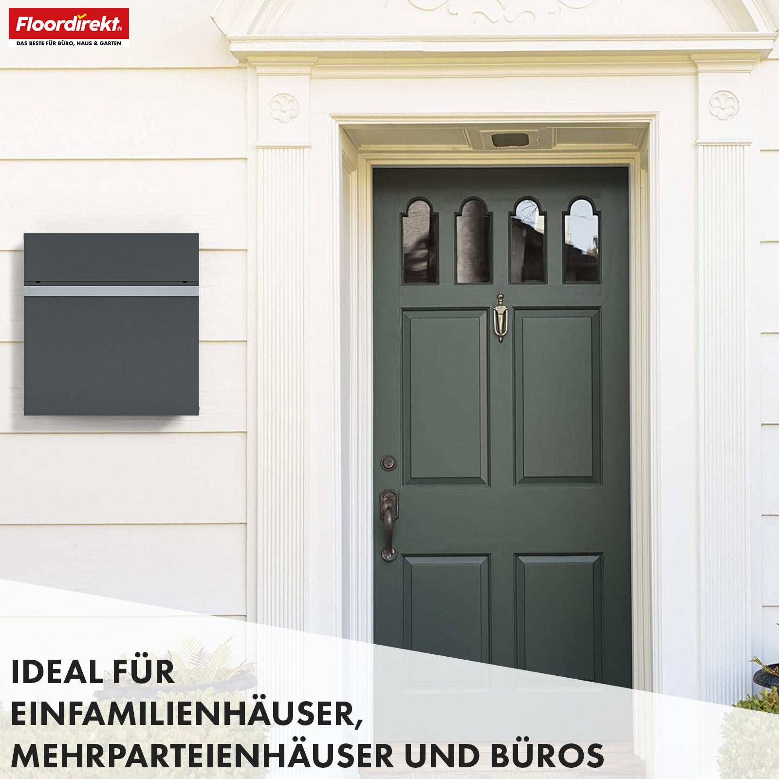 Boîte aux lettres | Gaston | Boîte aux lettres murale moderne avec compartiment pour les journaux & porte-nom en acier inoxydable, anthracite
