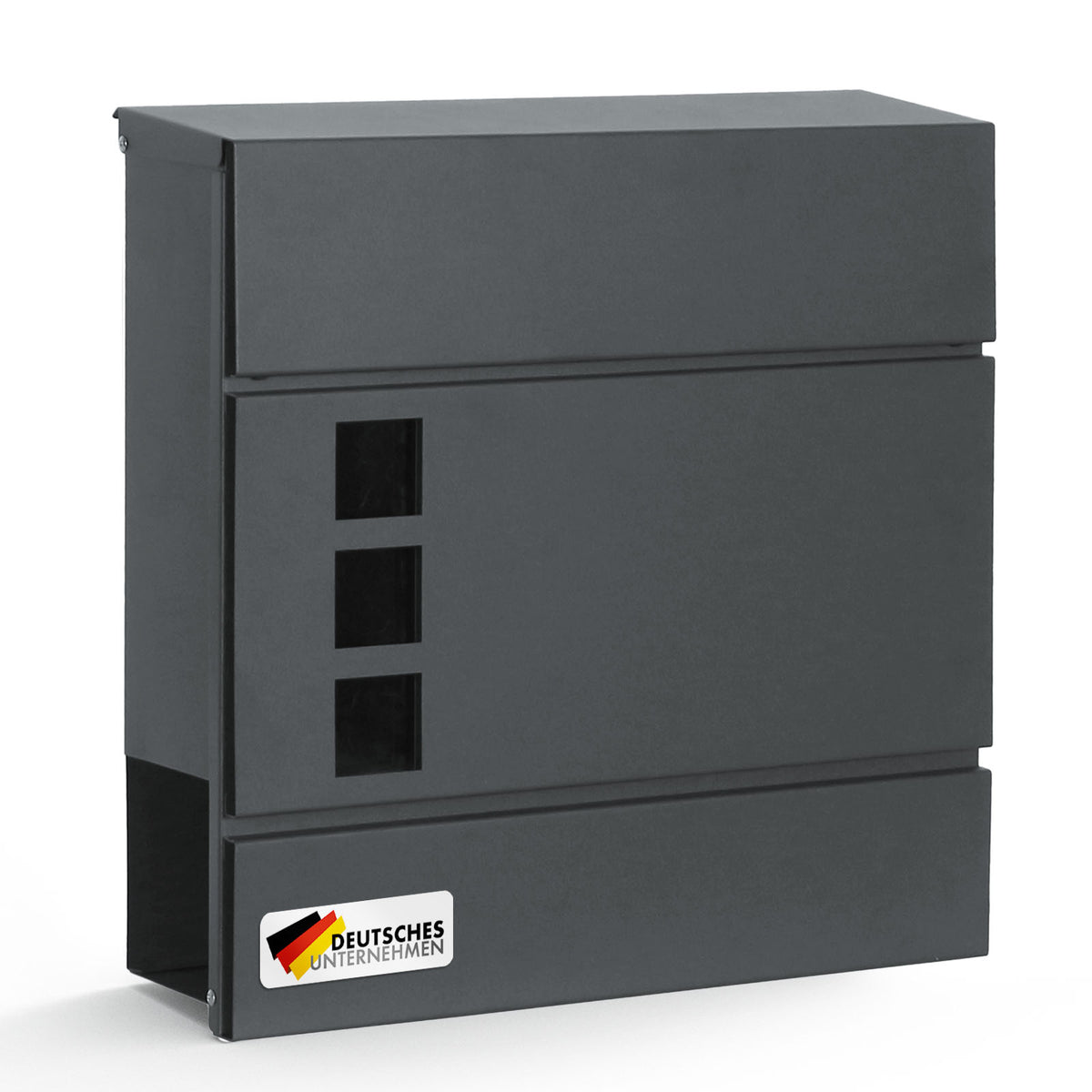 Boîte aux lettres | Jules | Boîte aux lettres murale anthracite avec fenêtres et compartiment à journaux