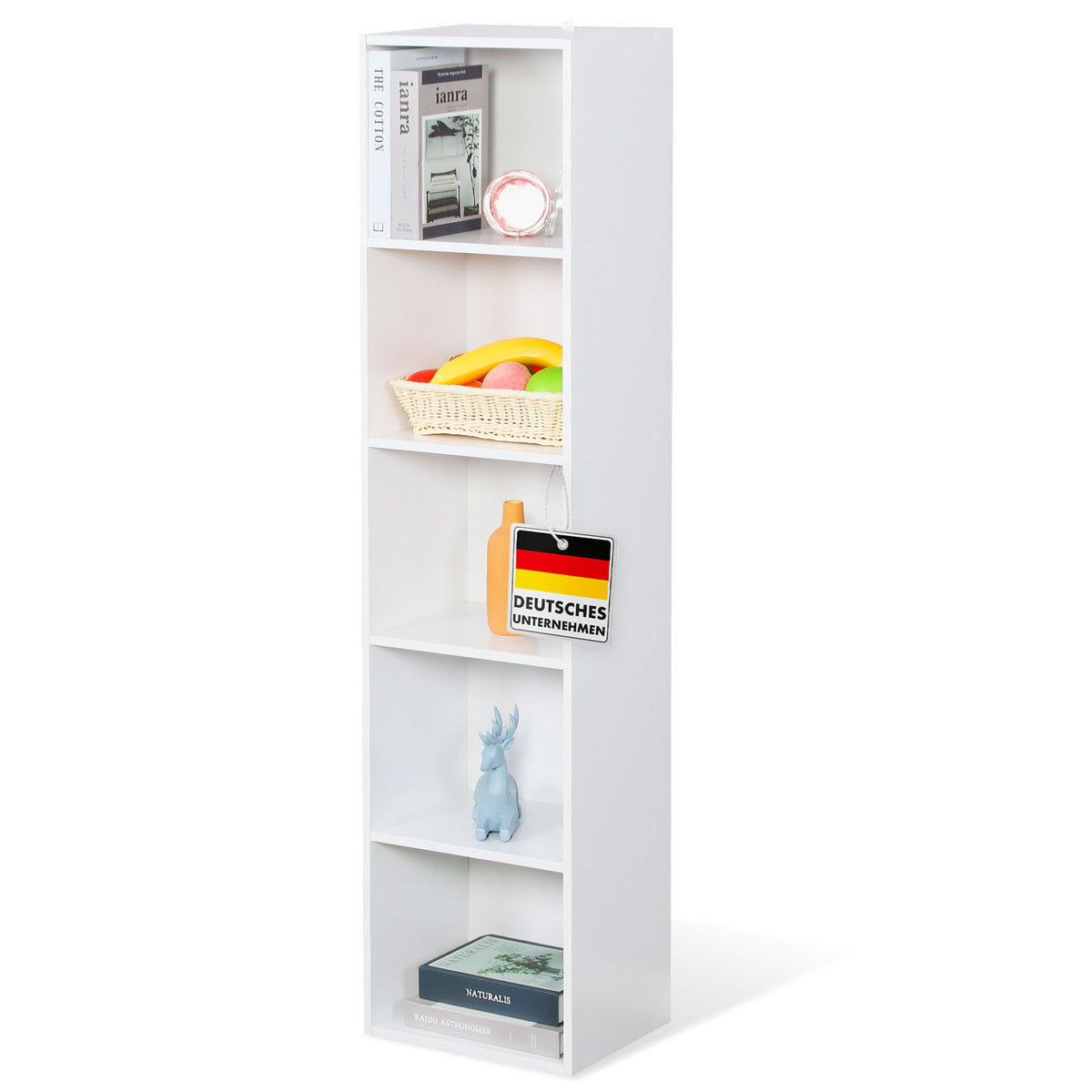 Bibliothèque | Alaska | Bibliothèque en MDF blanc à 4 ou 5 niveaux | mince, moderne & peu encombrante