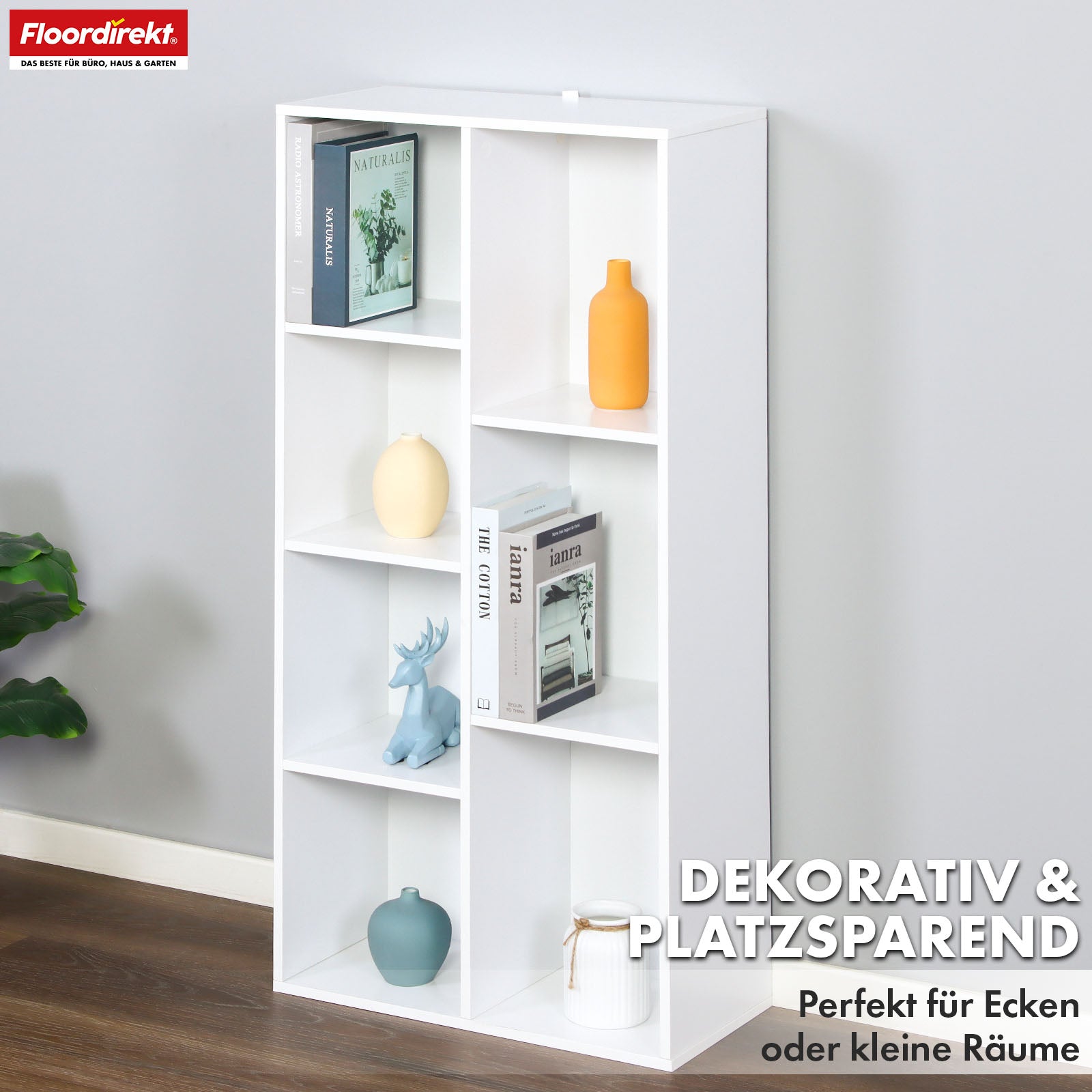Bibliothèque | Arkansas | Étagère sur pied en MDF blanc avec 5-9 compartiments pour livres et accessoires de maison