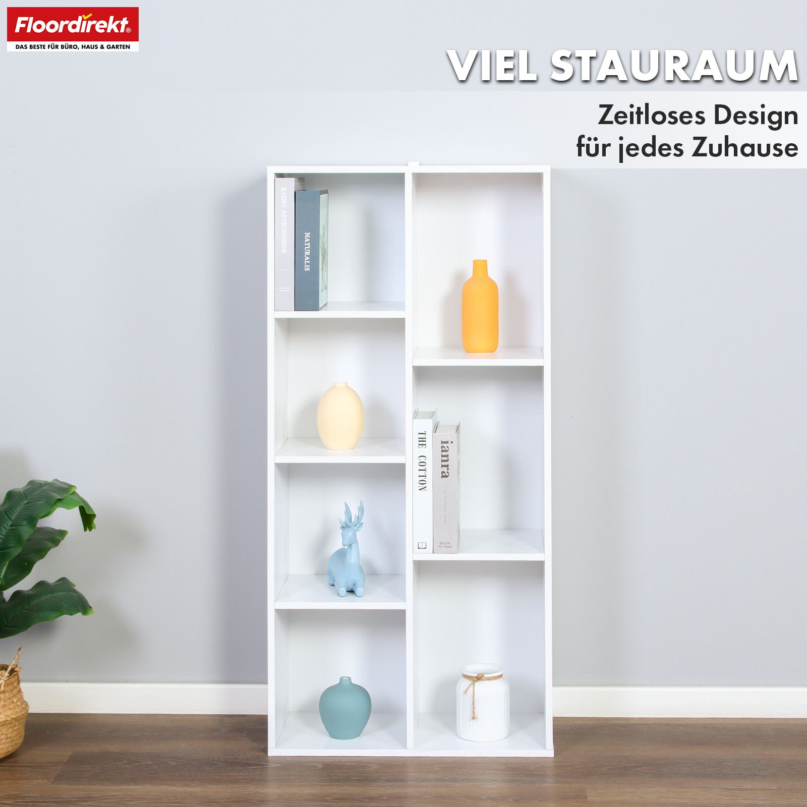 Bibliothèque | Arkansas | Étagère sur pied en MDF blanc avec 5-9 compartiments pour livres et accessoires de maison