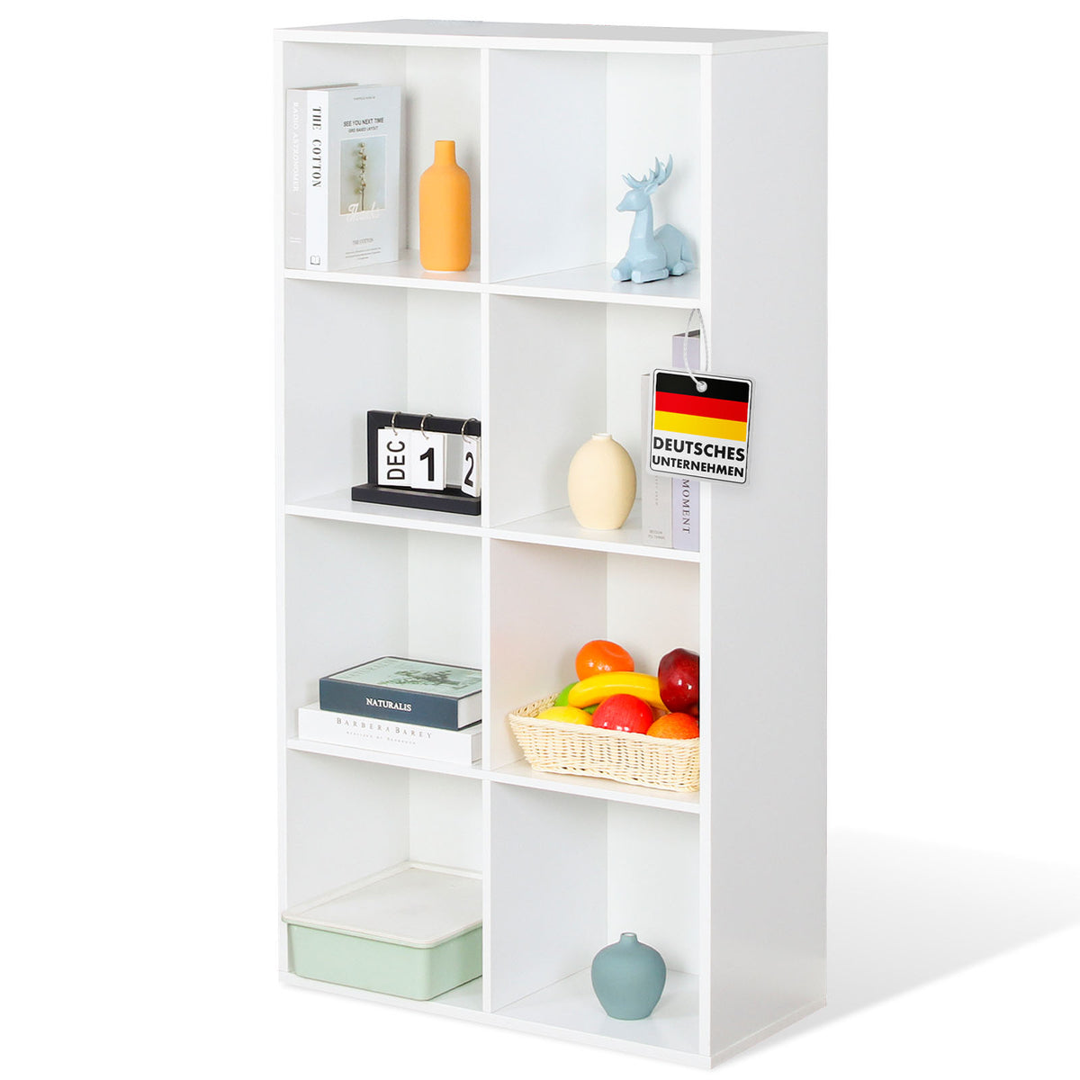 Bibliothèque | Arkansas | Étagère sur pied en MDF blanc avec 5-9 compartiments pour livres et accessoires de maison