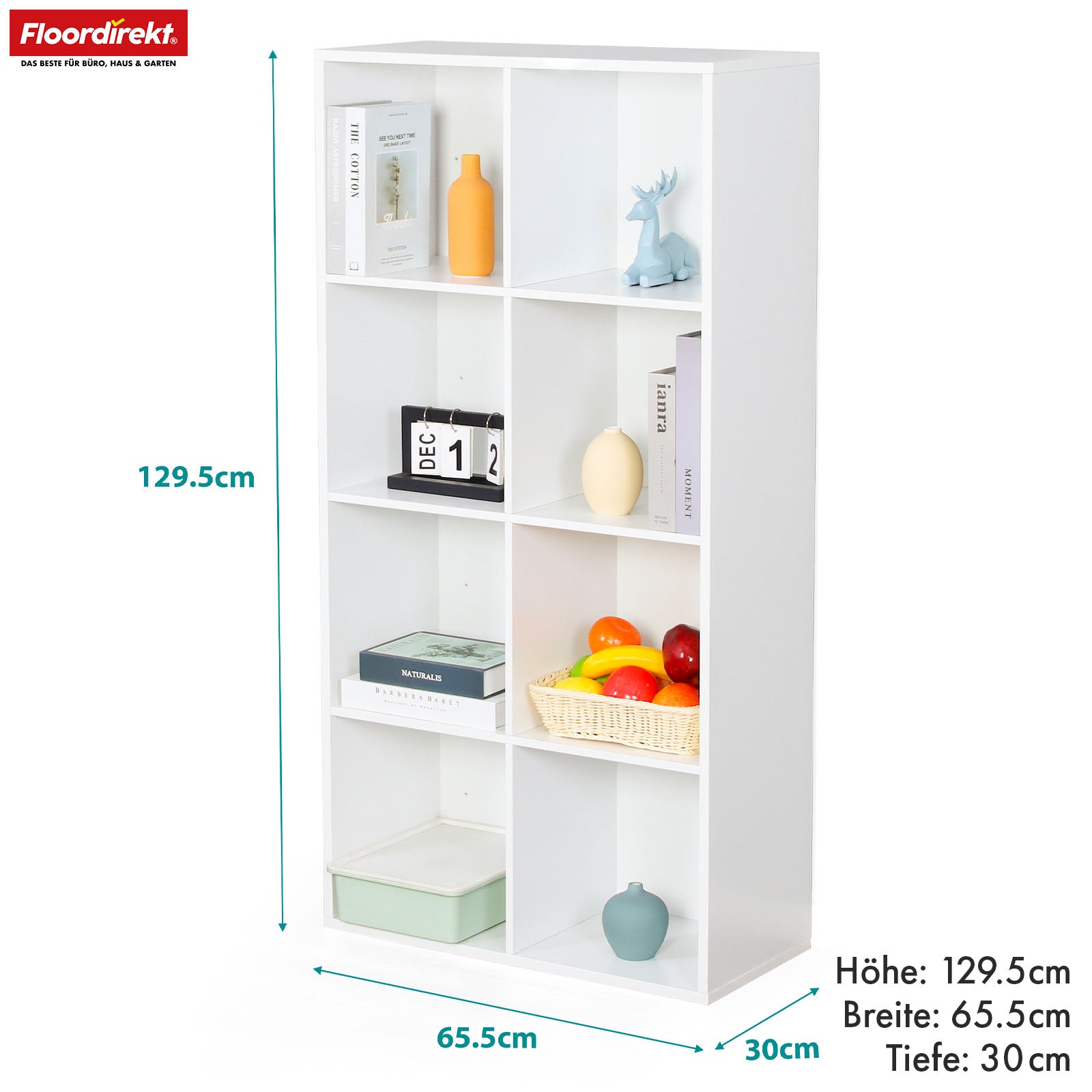 Bibliothèque | Arkansas | Étagère sur pied en MDF blanc avec 5-9 compartiments pour livres et accessoires de maison