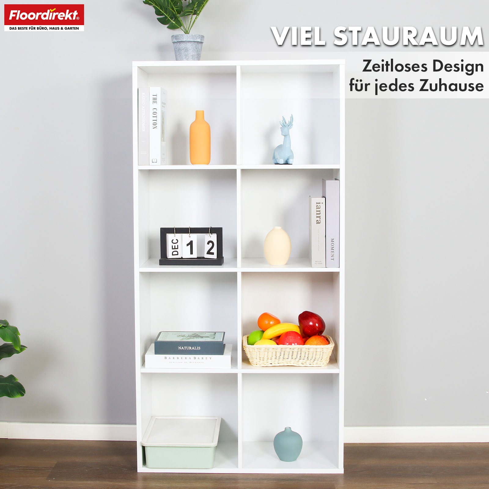 Bibliothèque | Arkansas | Étagère sur pied en MDF blanc avec 5-9 compartiments pour livres et accessoires de maison