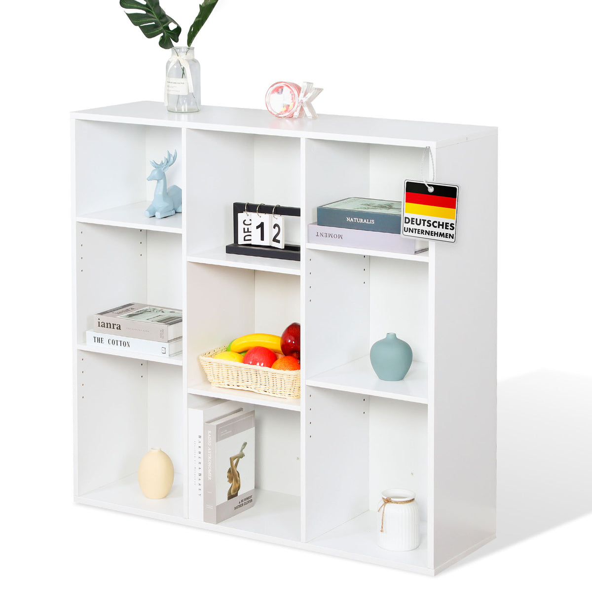 Bibliothèque | Arkansas | Étagère sur pied en MDF blanc avec 5-9 compartiments pour livres et accessoires de maison