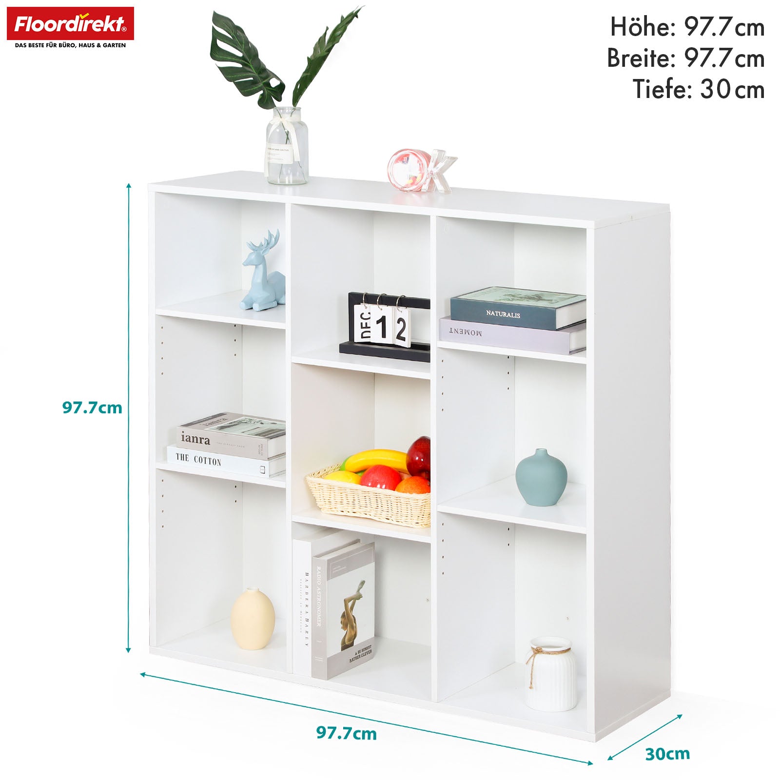 Bibliothèque | Arkansas | Étagère sur pied en MDF blanc avec 5-9 compartiments pour livres et accessoires de maison