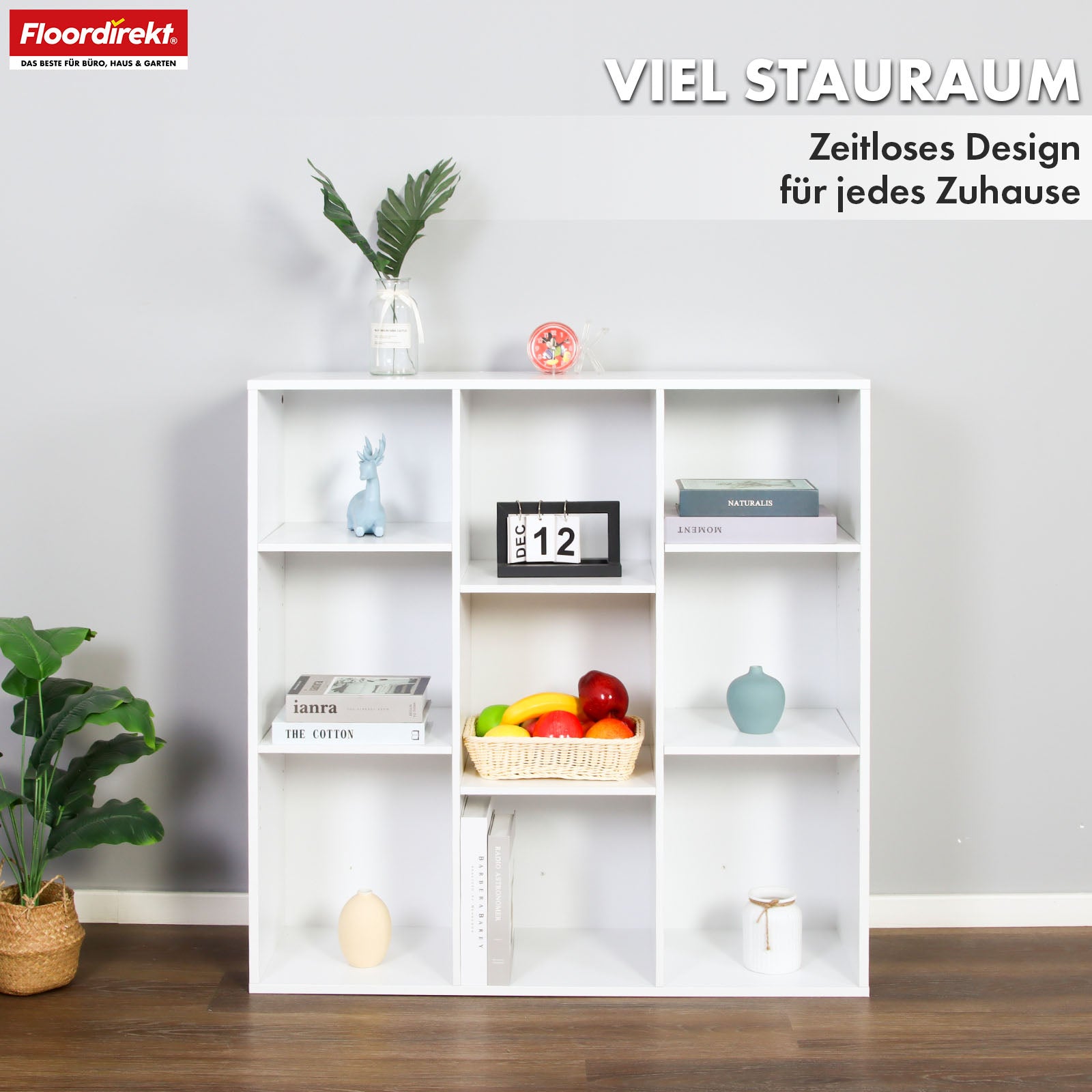 Bibliothèque | Arkansas | Étagère sur pied en MDF blanc avec 5-9 compartiments pour livres et accessoires de maison