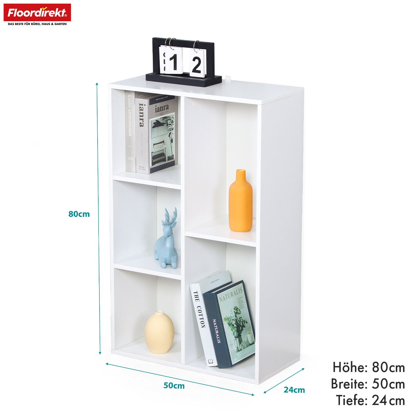 Bibliothèque | Arkansas | Étagère sur pied en MDF blanc avec 5-9 compartiments pour livres et accessoires de maison