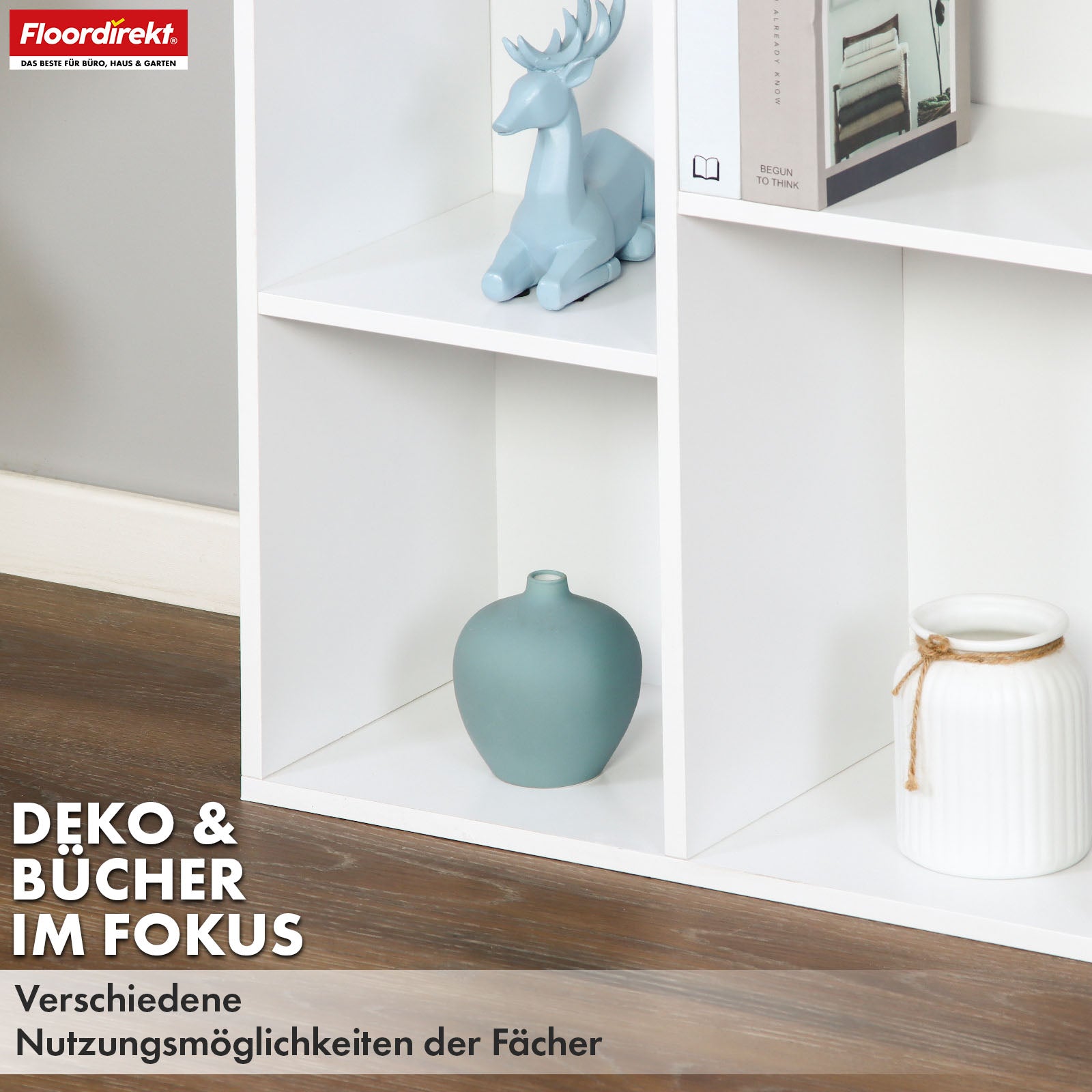 Bibliothèque | Arkansas | Étagère sur pied en MDF blanc avec 5-9 compartiments pour livres et accessoires de maison
