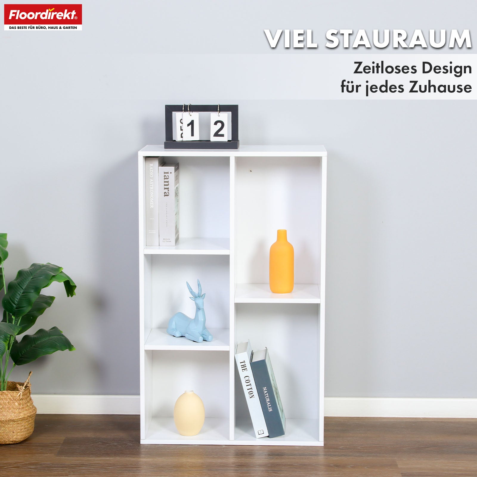Bibliothèque | Arkansas | Étagère sur pied en MDF blanc avec 5-9 compartiments pour livres et accessoires de maison