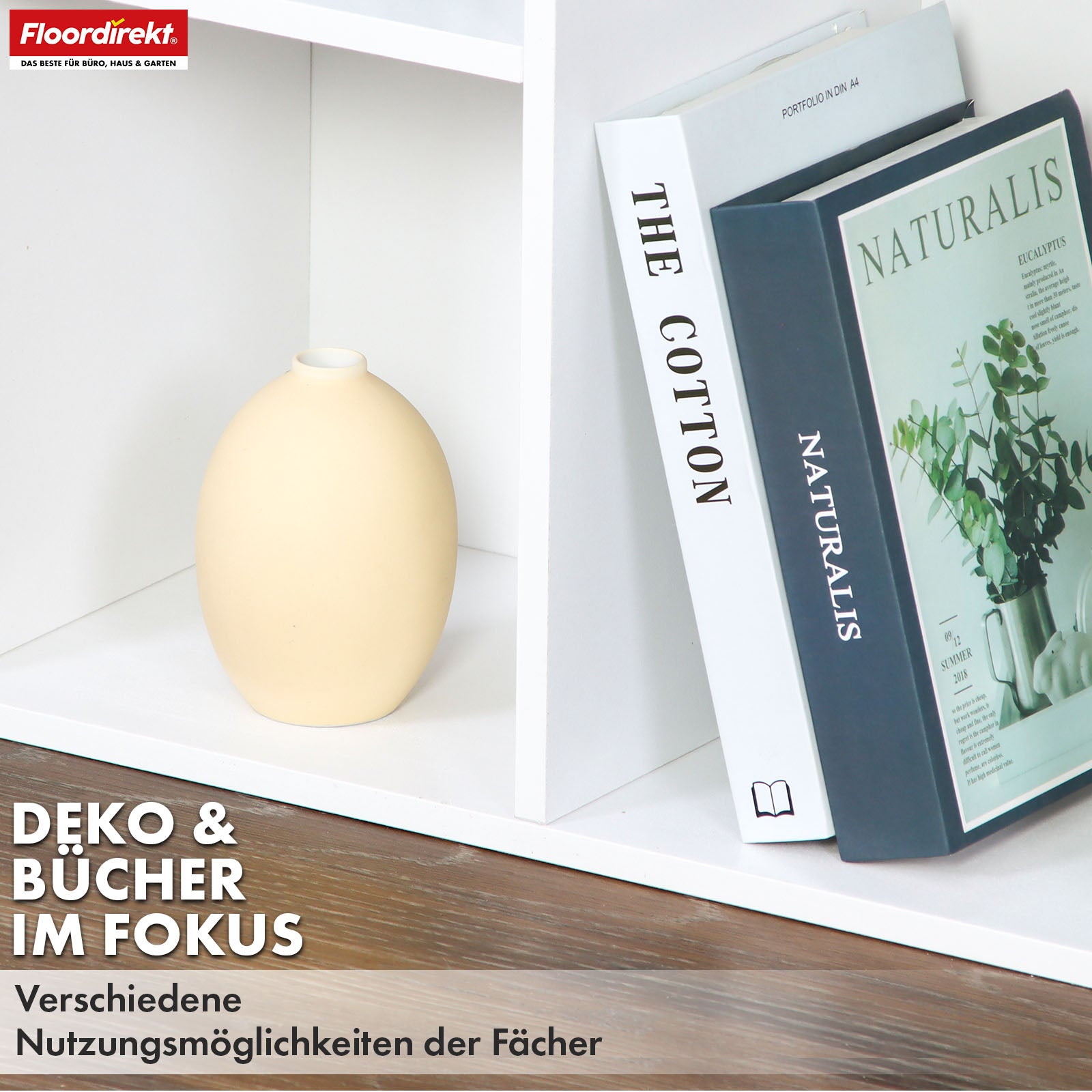 Bibliothèque | Arkansas | Étagère sur pied en MDF blanc avec 5-9 compartiments pour livres et accessoires de maison