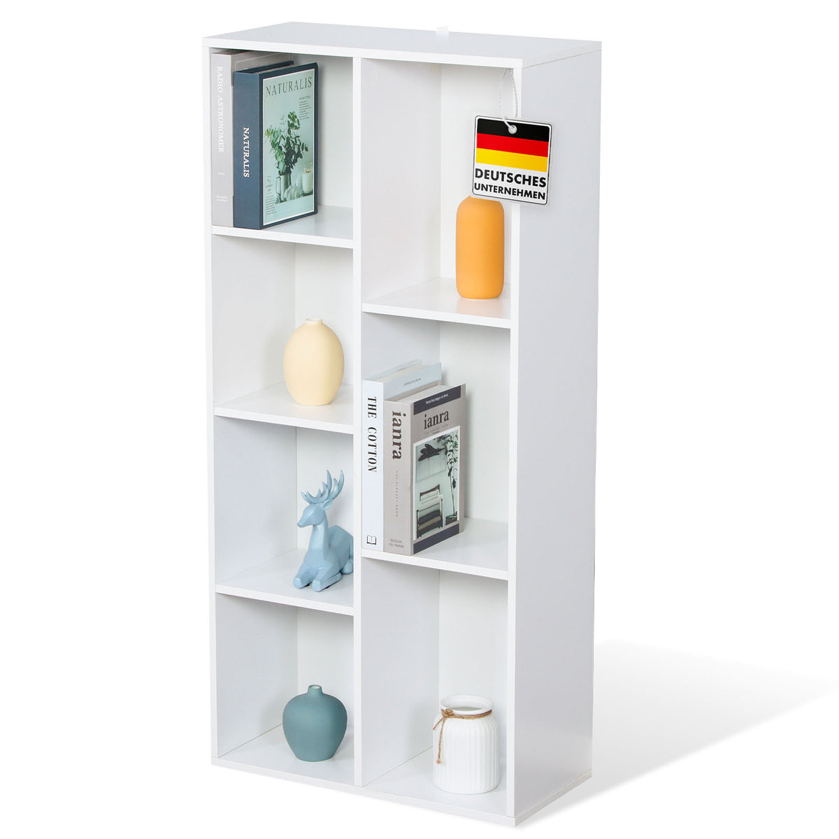 Bibliothèque | Arkansas | Étagère sur pied en MDF blanc avec 5-9 compartiments pour livres et accessoires de maison