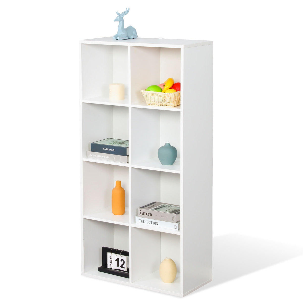 Bibliothèque | California | Étagère moderne en MDF peu encombrante avec sécurité anti-basculement en blanc 4-8 compartiments ouverts