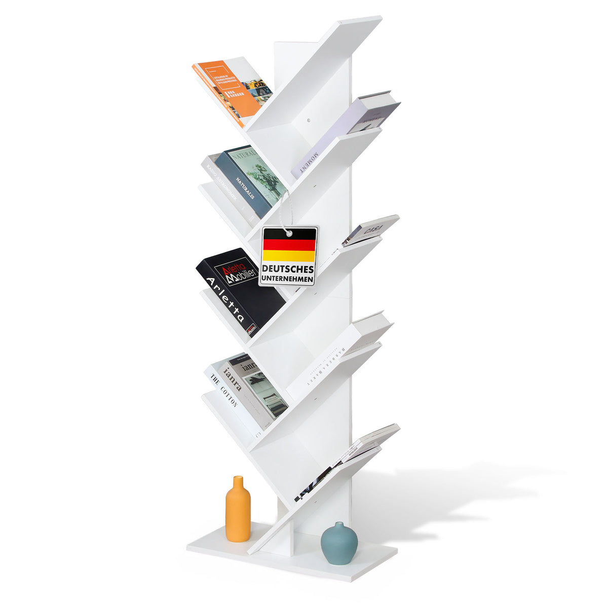 Bibliothèque | Louisiana | Étagère sur pied en forme d'arbre en blanc avec 5 ou 9 étages en bois