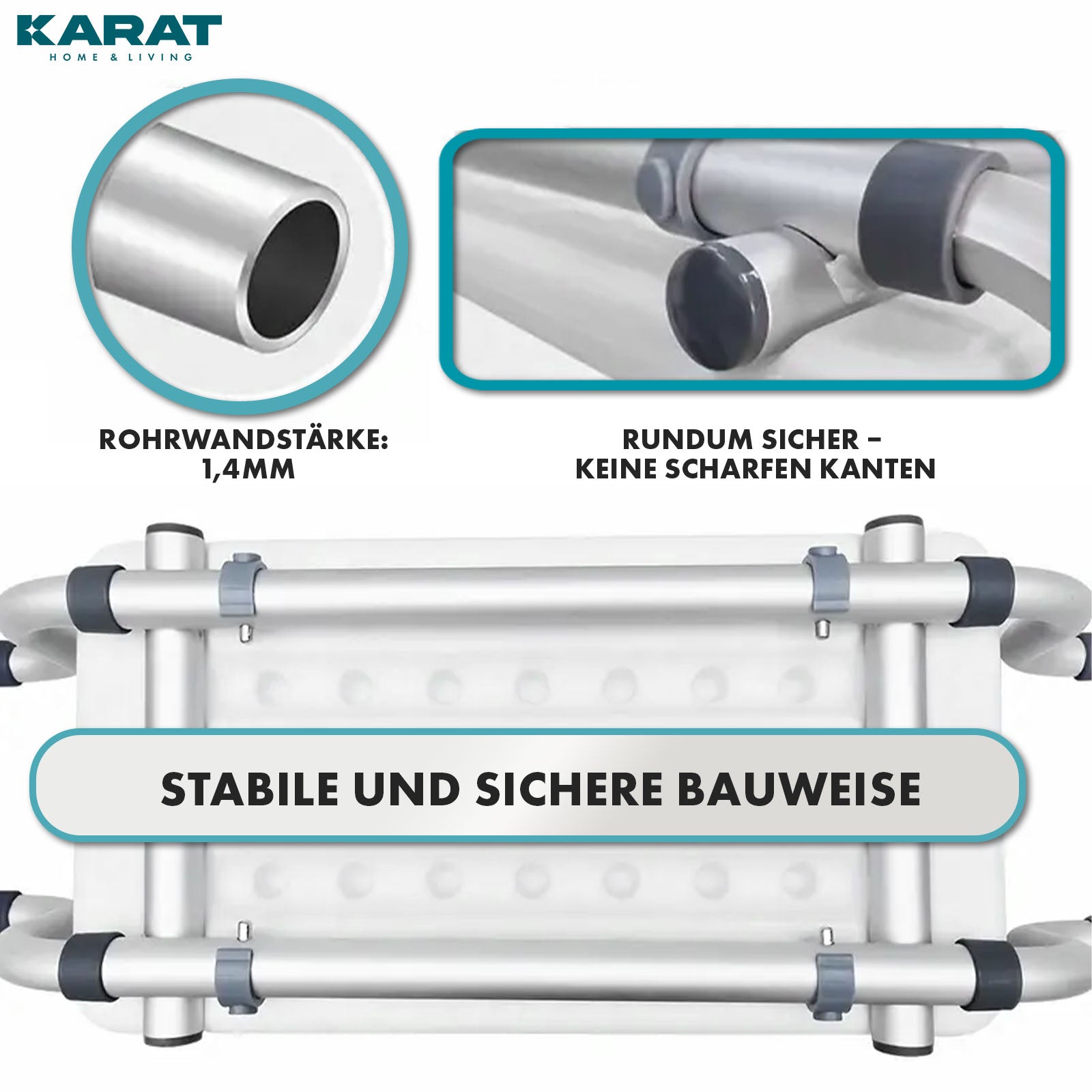 Siège de baignoire | Levi | Siège réglable & antidérapant en aluminium | Peut supporter jusqu'à 150 kg