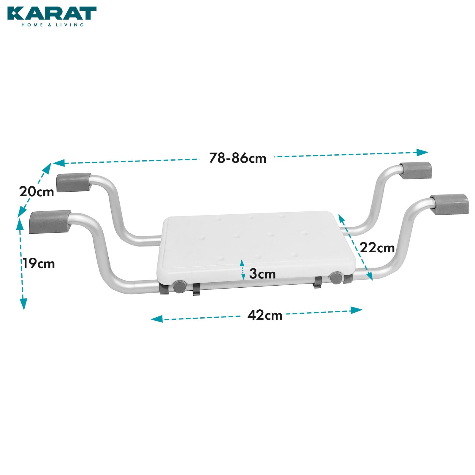 Siège de baignoire | Levi | Siège réglable & antidérapant en aluminium | Peut supporter jusqu'à 150 kg