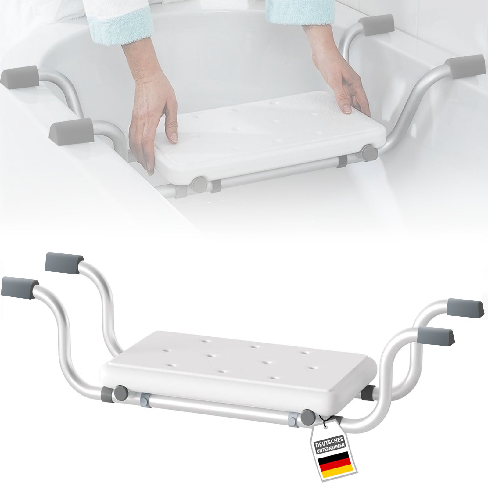 Siège de baignoire | Levi | Siège réglable & antidérapant en aluminium | Peut supporter jusqu'à 150 kg